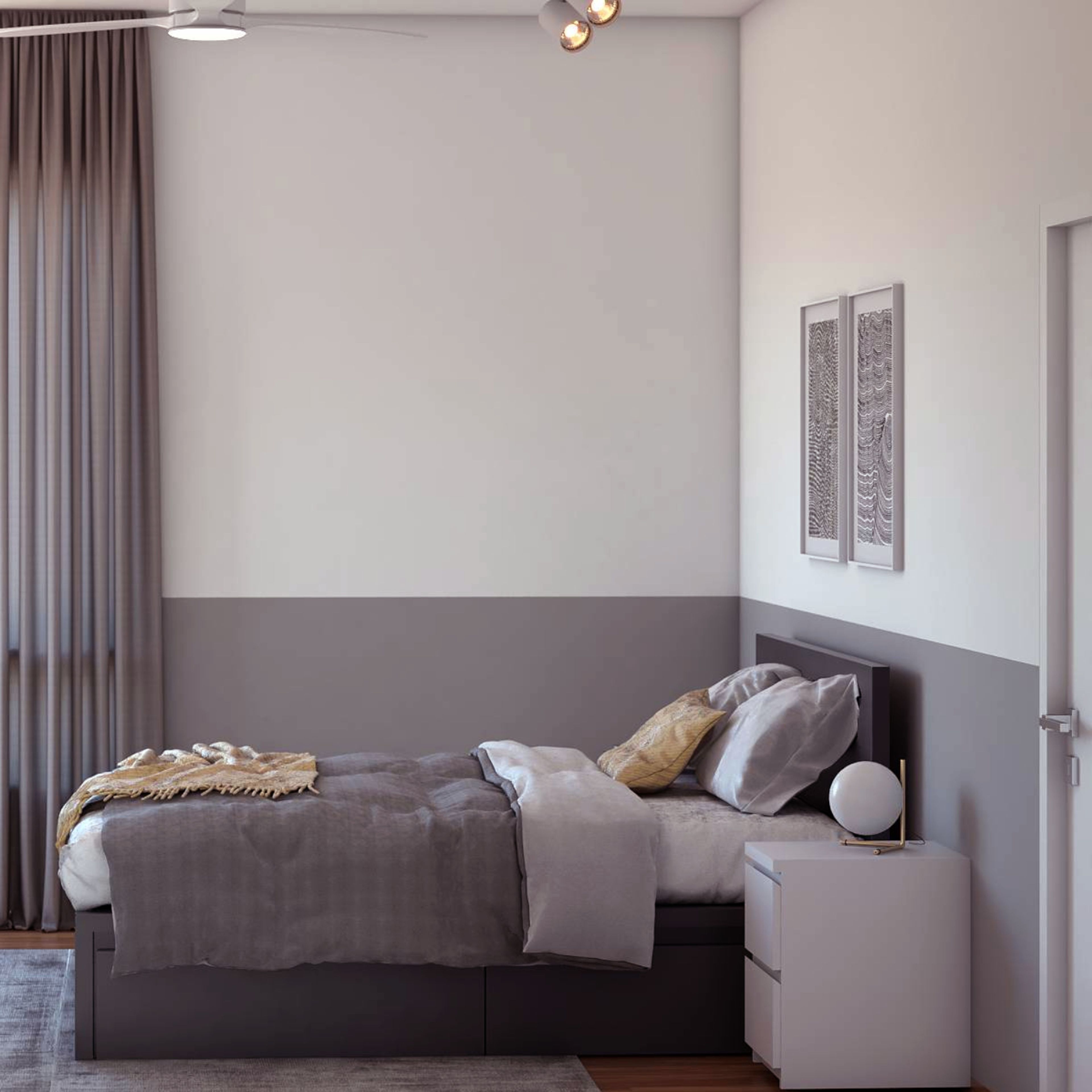 Light And Dark Grey Wall Paint For The Bedroom - Livspace