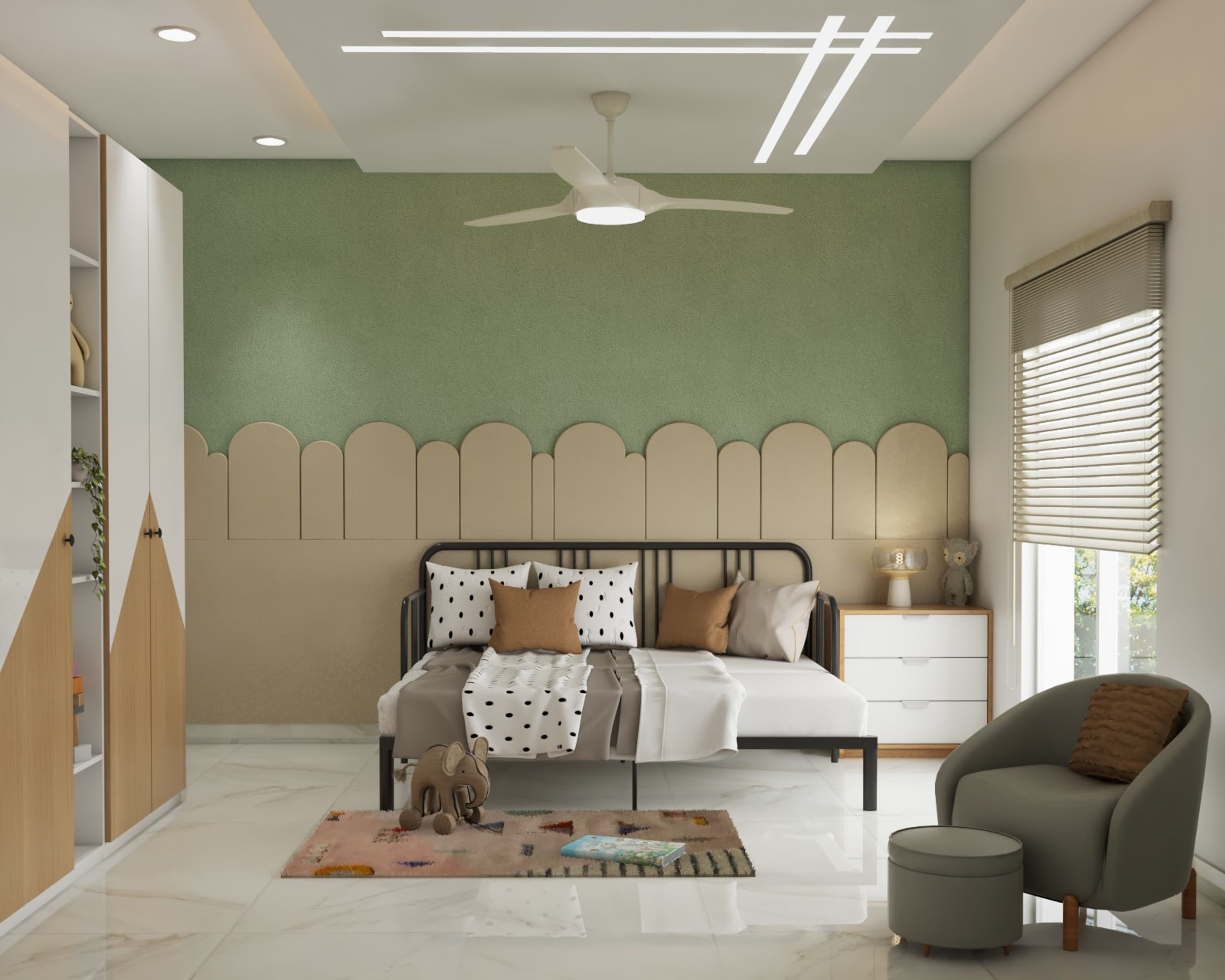 Central Drop Sqaure False Ceiling With Strip Lights - Livspace