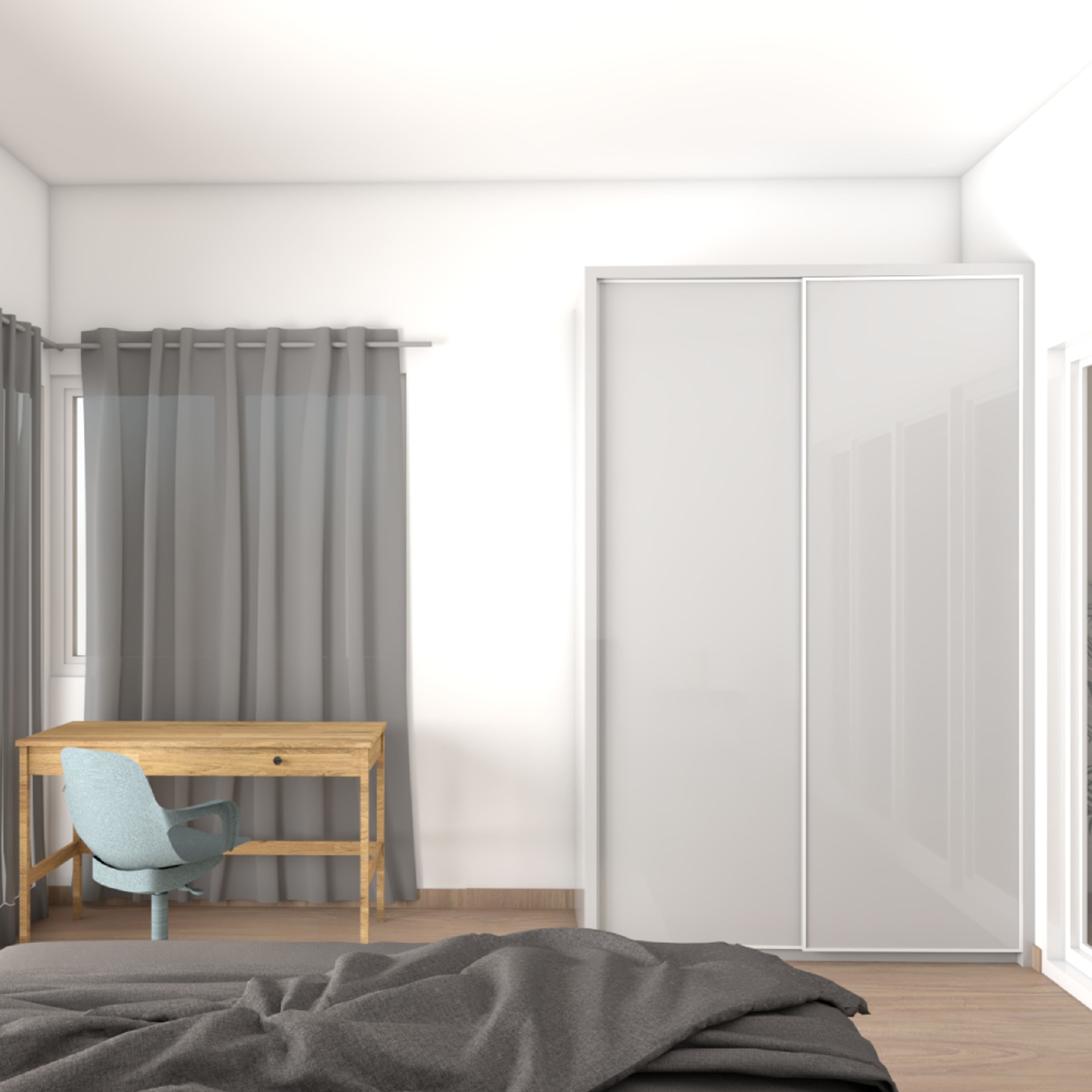 2-Door Grey Wardrobe - Livspace