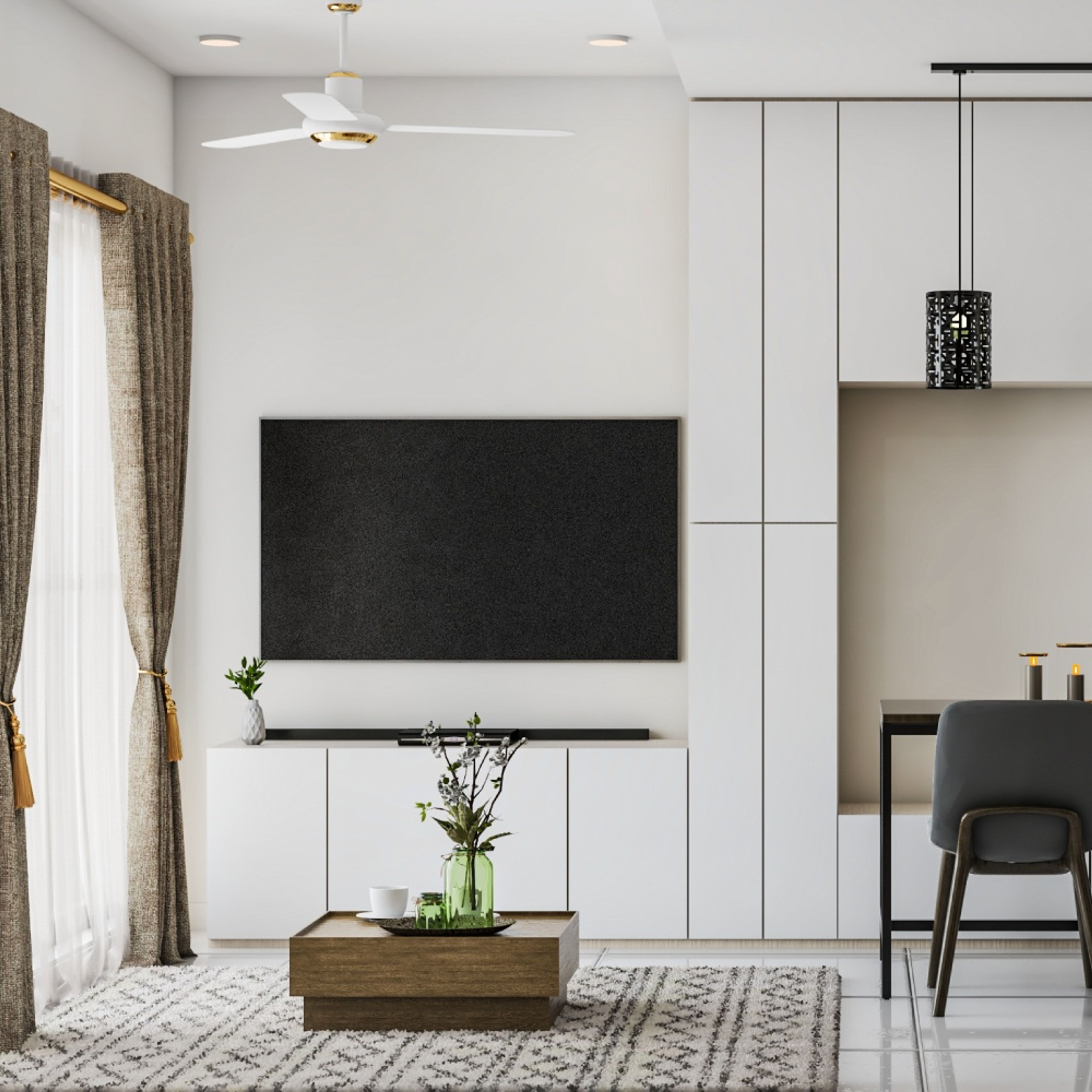 Modern White TV Unit - Livspace