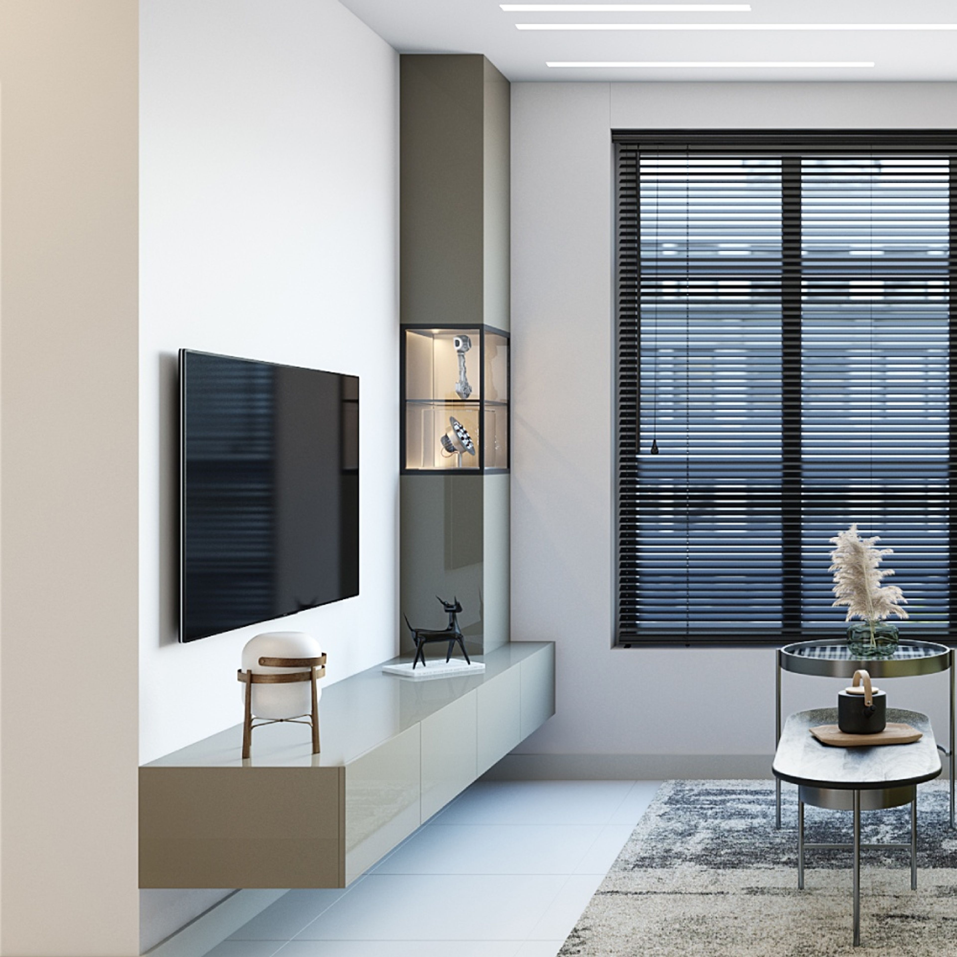Glossy Grey TV Unit - Livspace