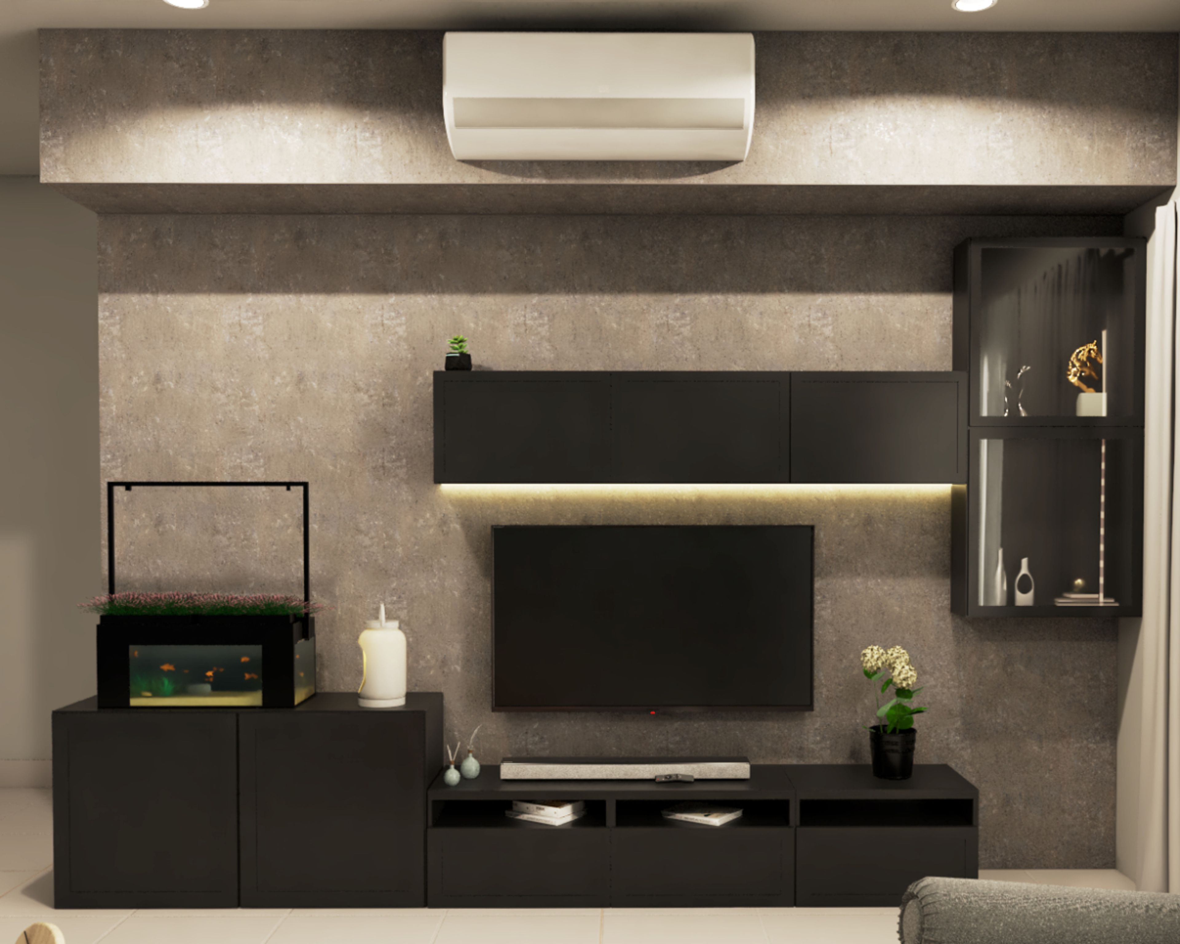 Modern Black TV Unit - Livspace
