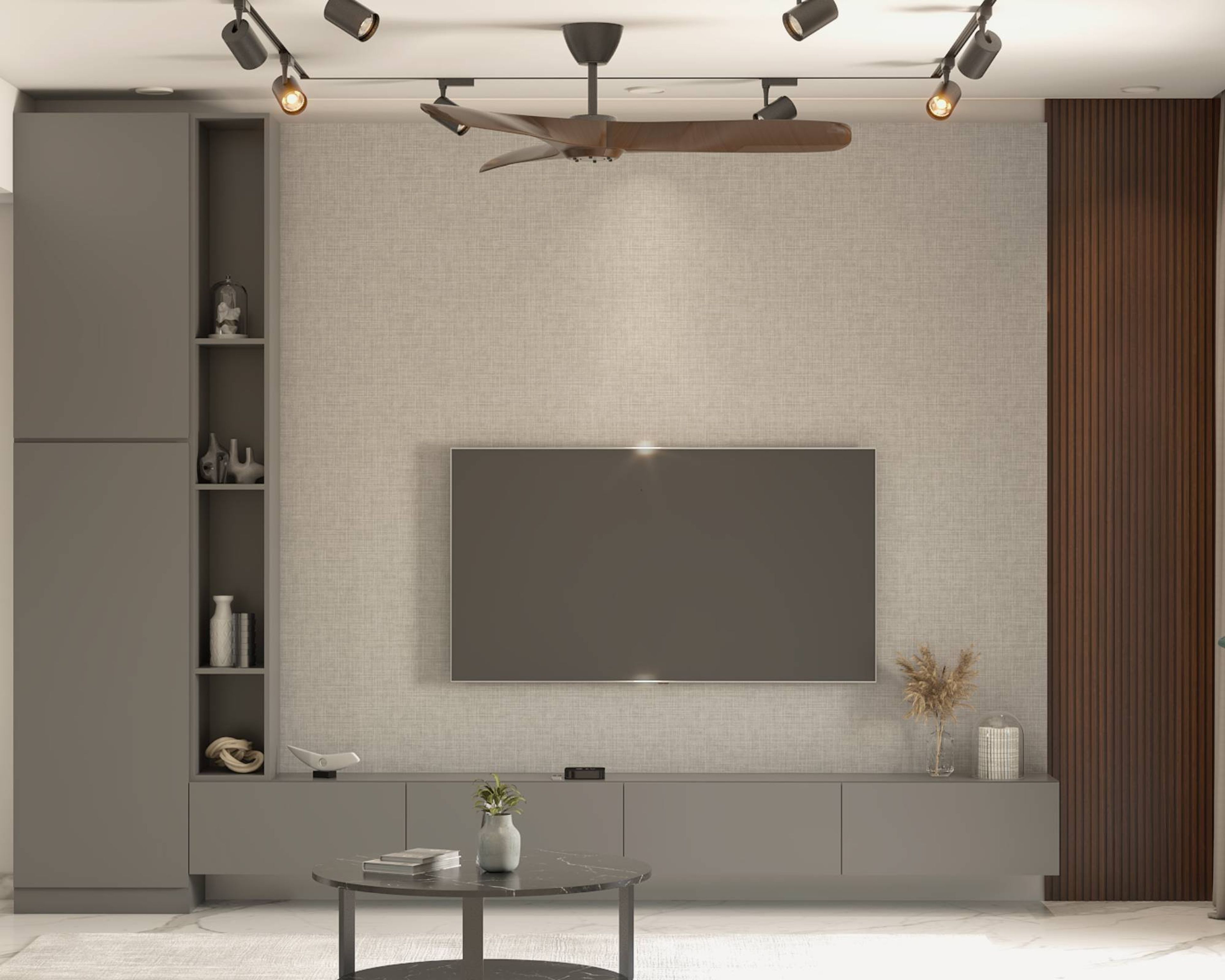 Tall Grey TV Unit - Livspace