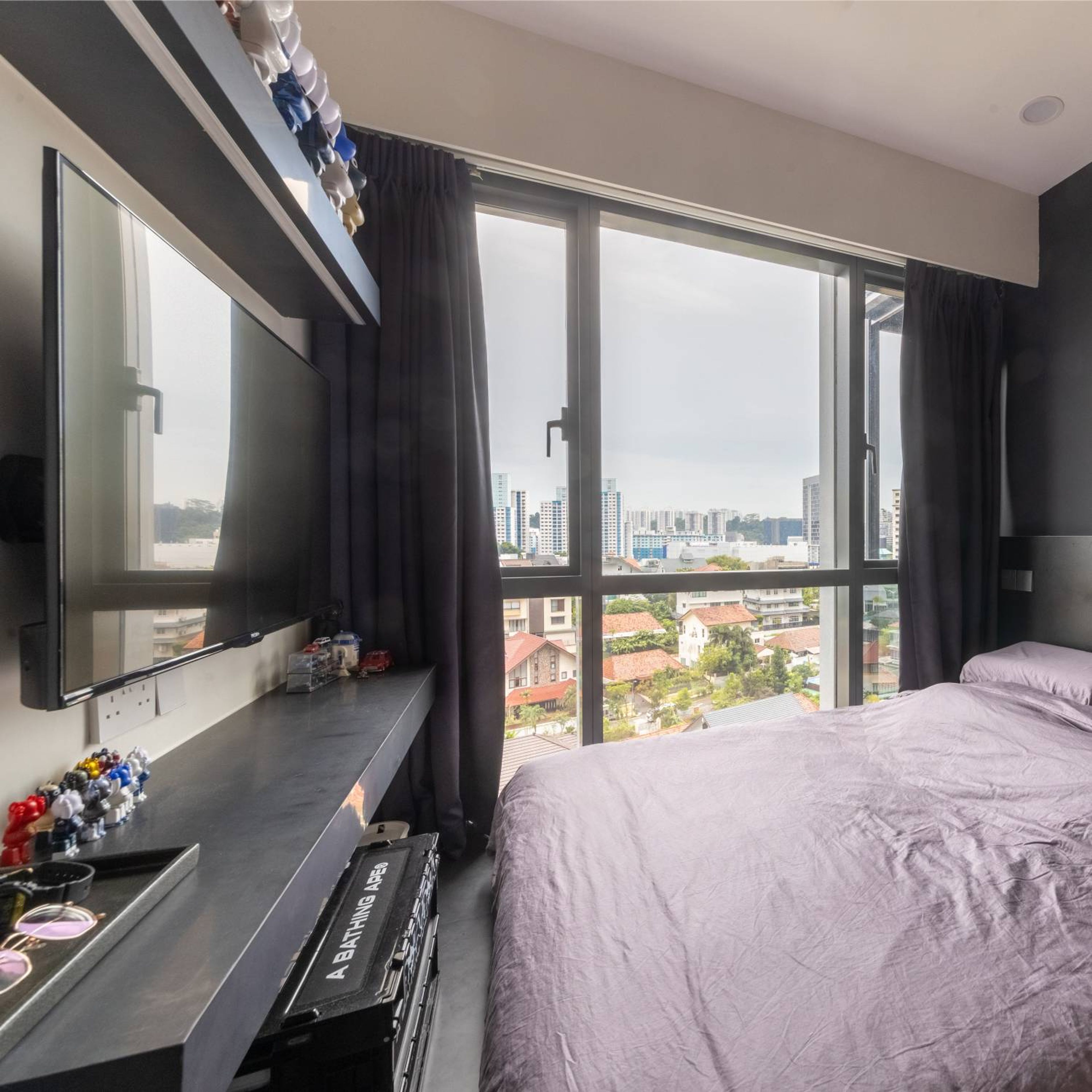 Wall-Mounted Black TV Cabinet For Bedrooms - Livspace