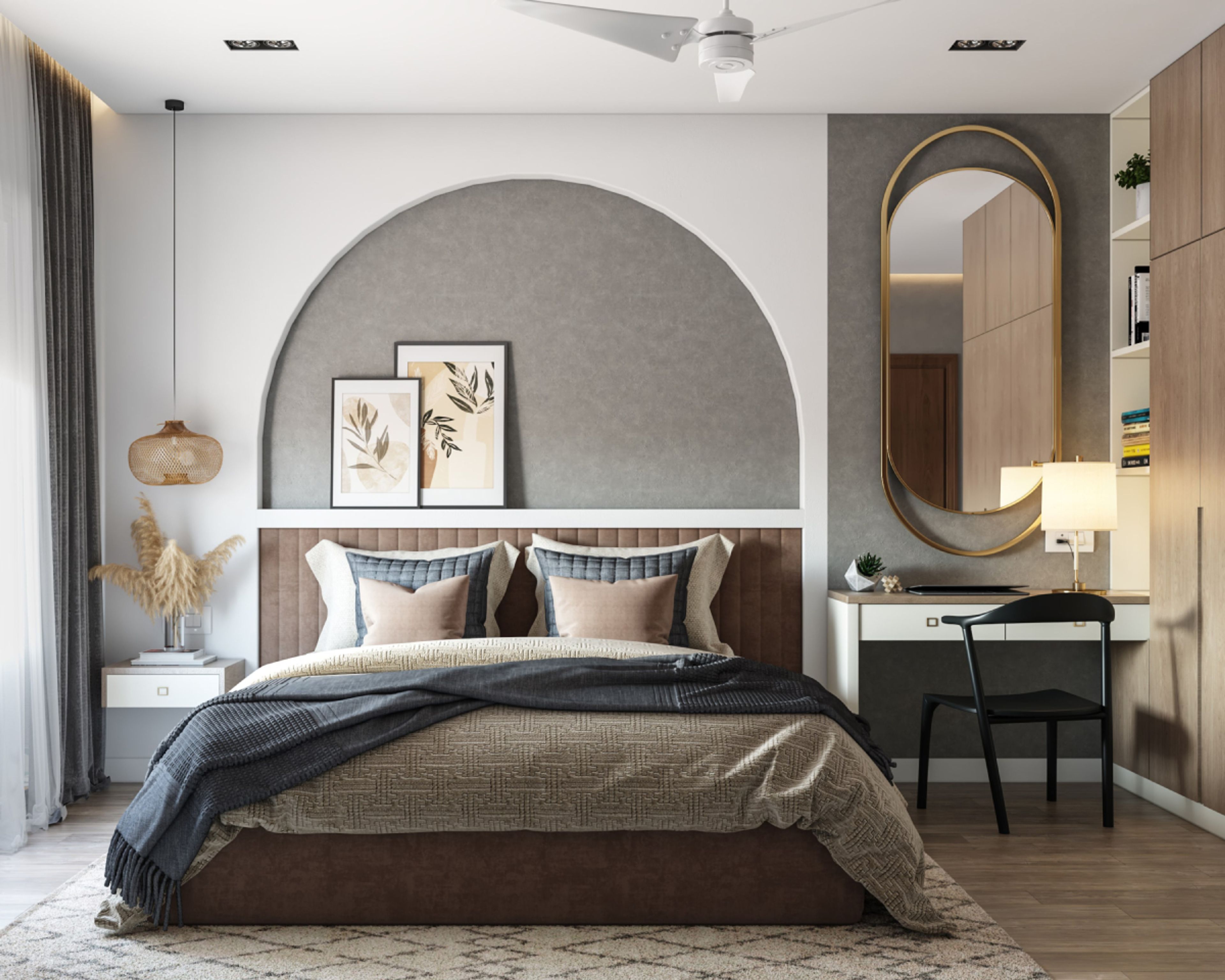 Grey Textured Wall Paint Design For Bedrooms - Livspace