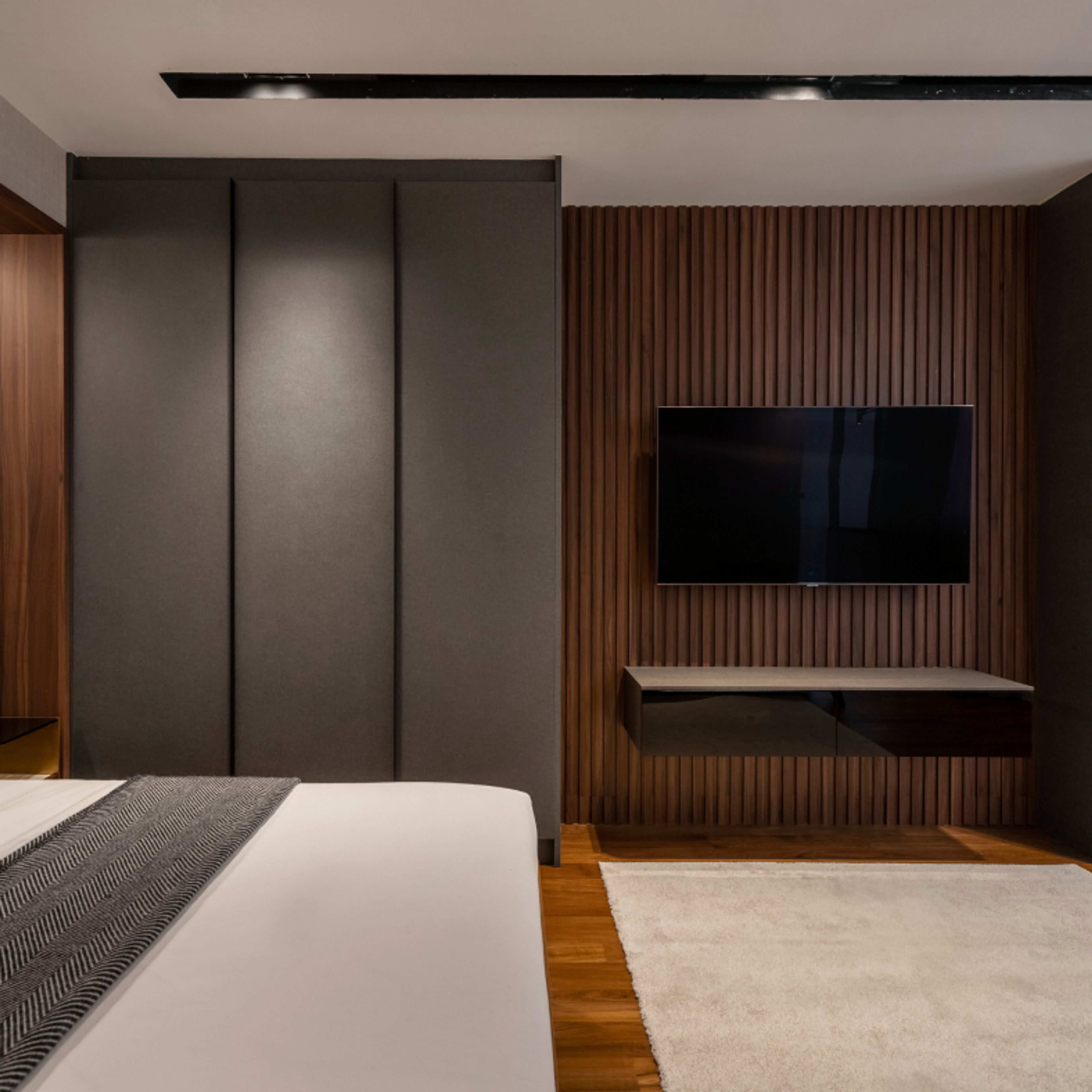 Dark-Shaded Wardrobe Design - Livspace