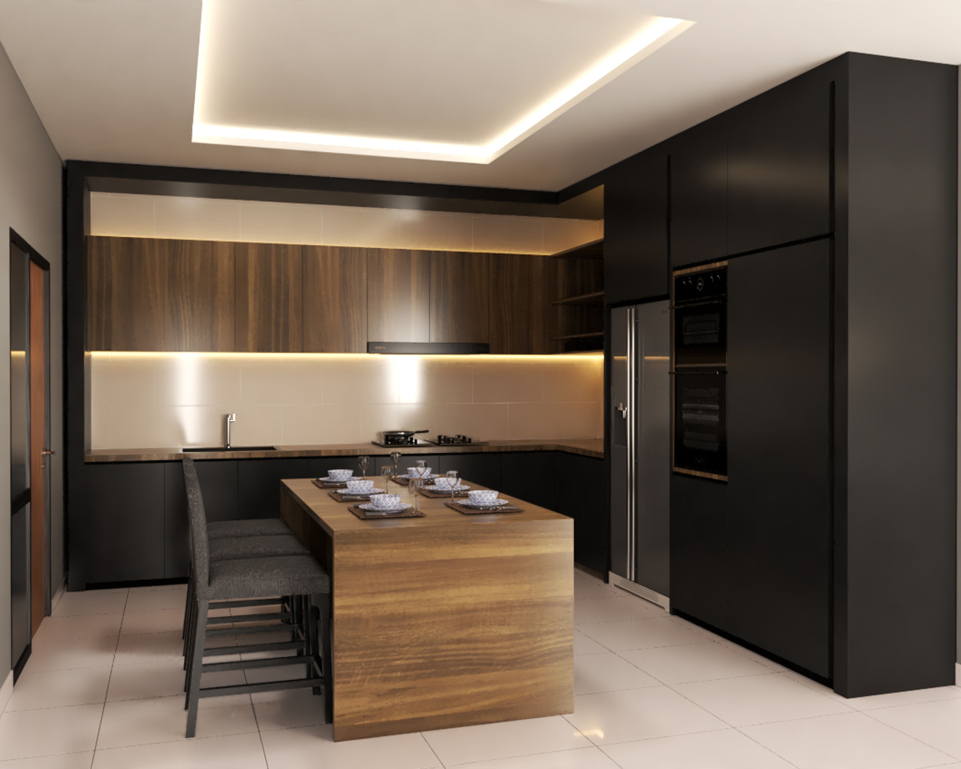 Peripheral Single-Layered Square False Ceiling Design - Livspace