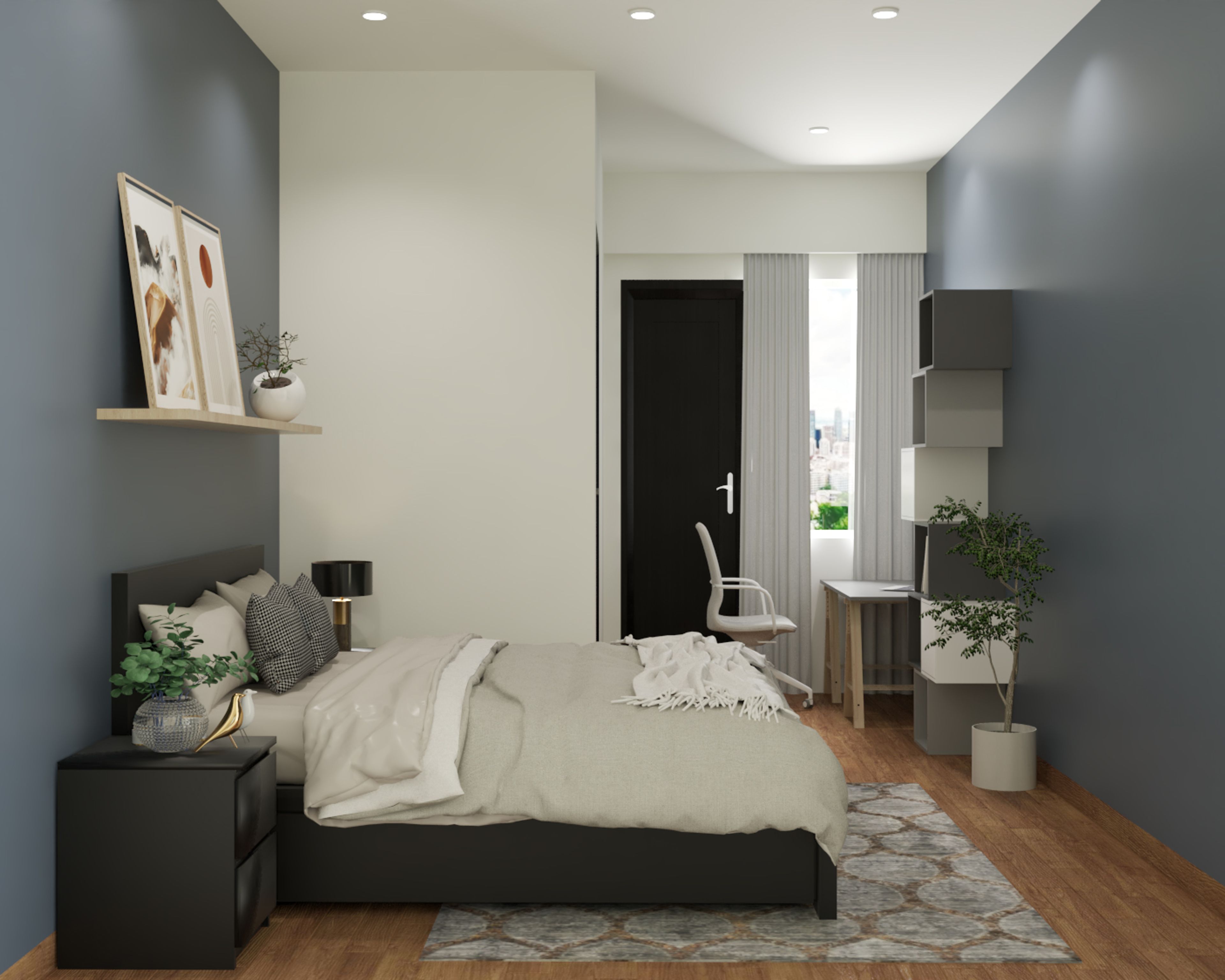 Blue Wall Paint For Bedrooms - Livspace