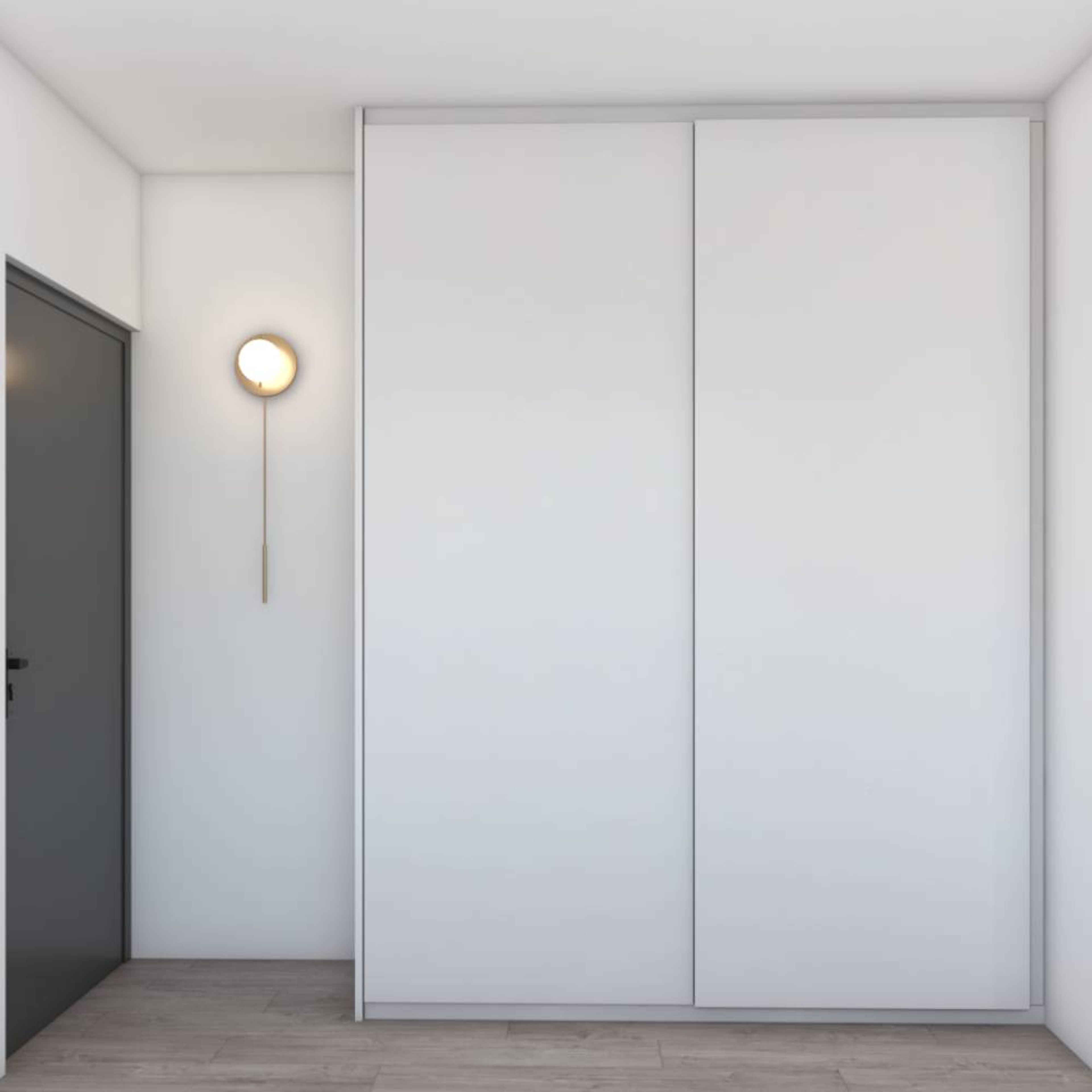 White 2-Door Sliding Wardrobe Design For Bedrooms With Minimalistic Aesthetic - Livspace