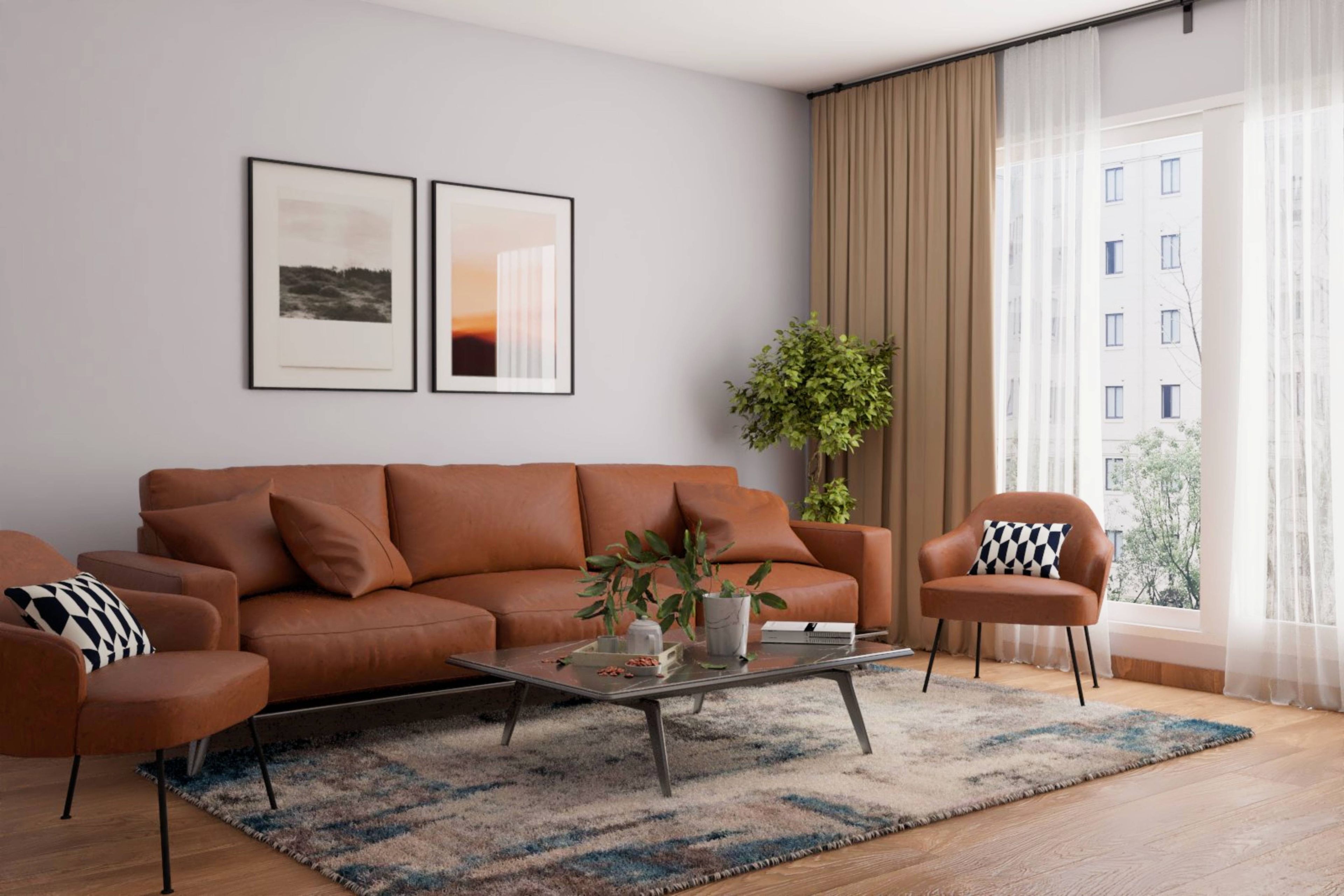 Living Room Wall Paint In Light Grey - Livspace