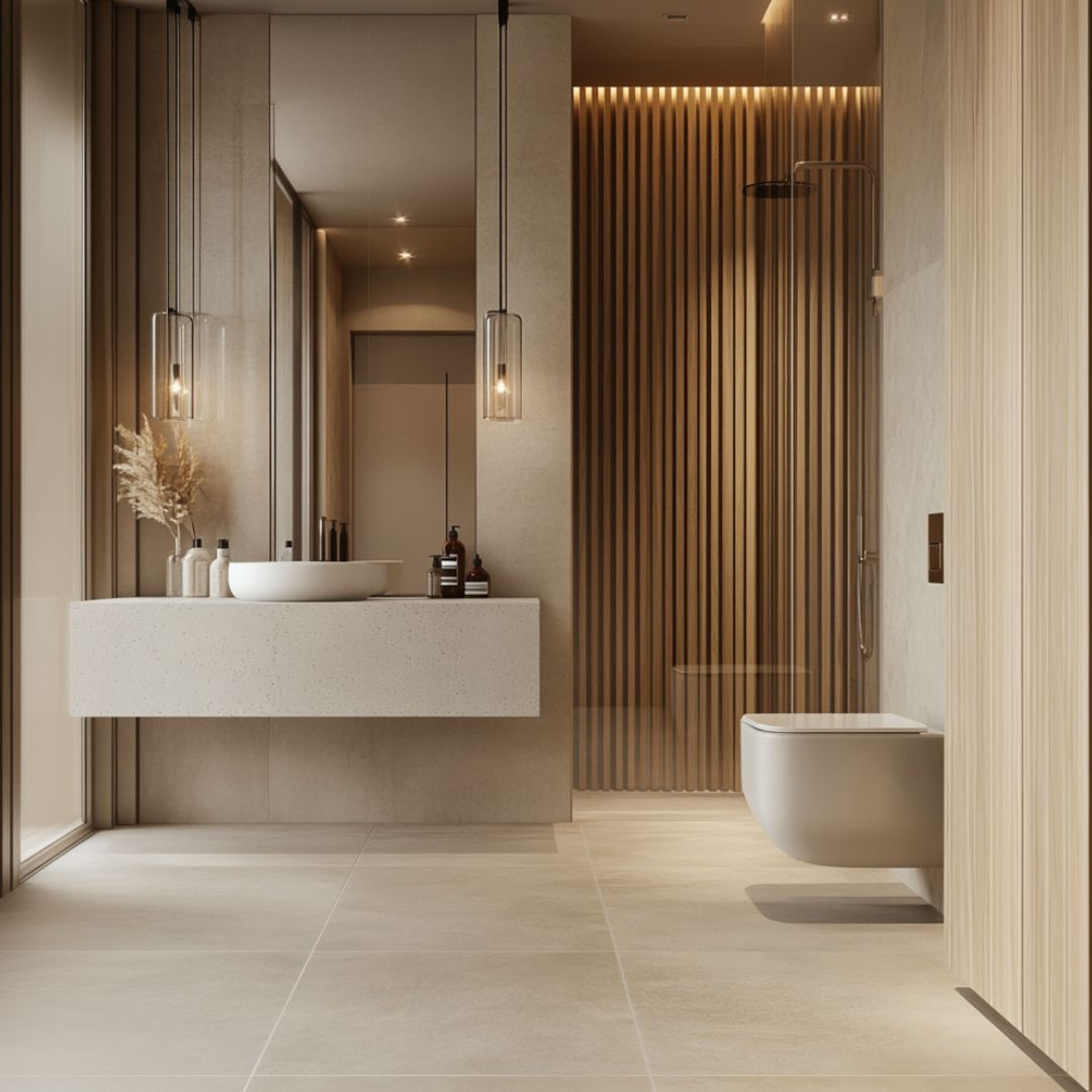 Bathroom Design with Vanity and Marble Countertop