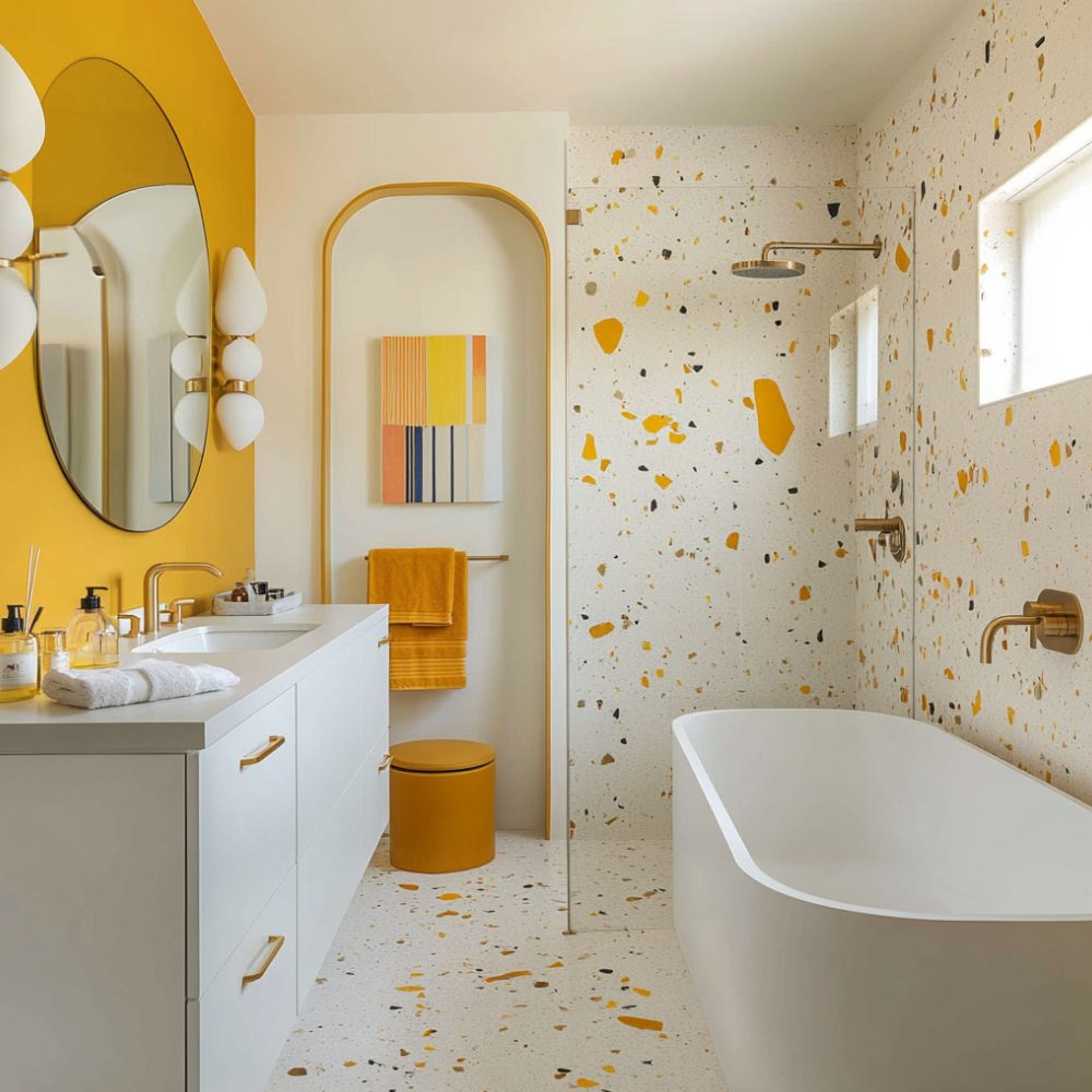 Multi-Color Porcelain Bathroom Tiles Design