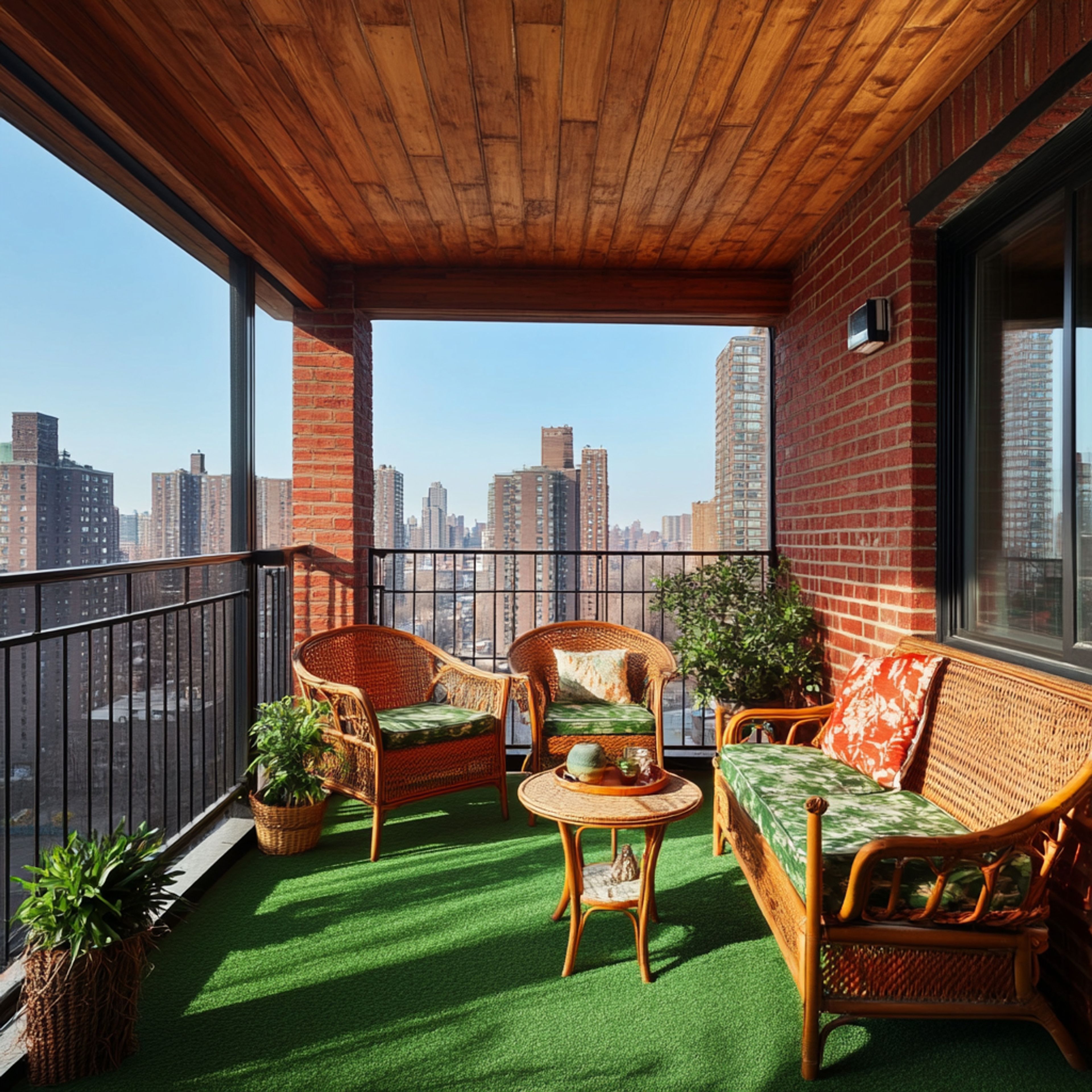 Balcony Design with Wicker Furniture