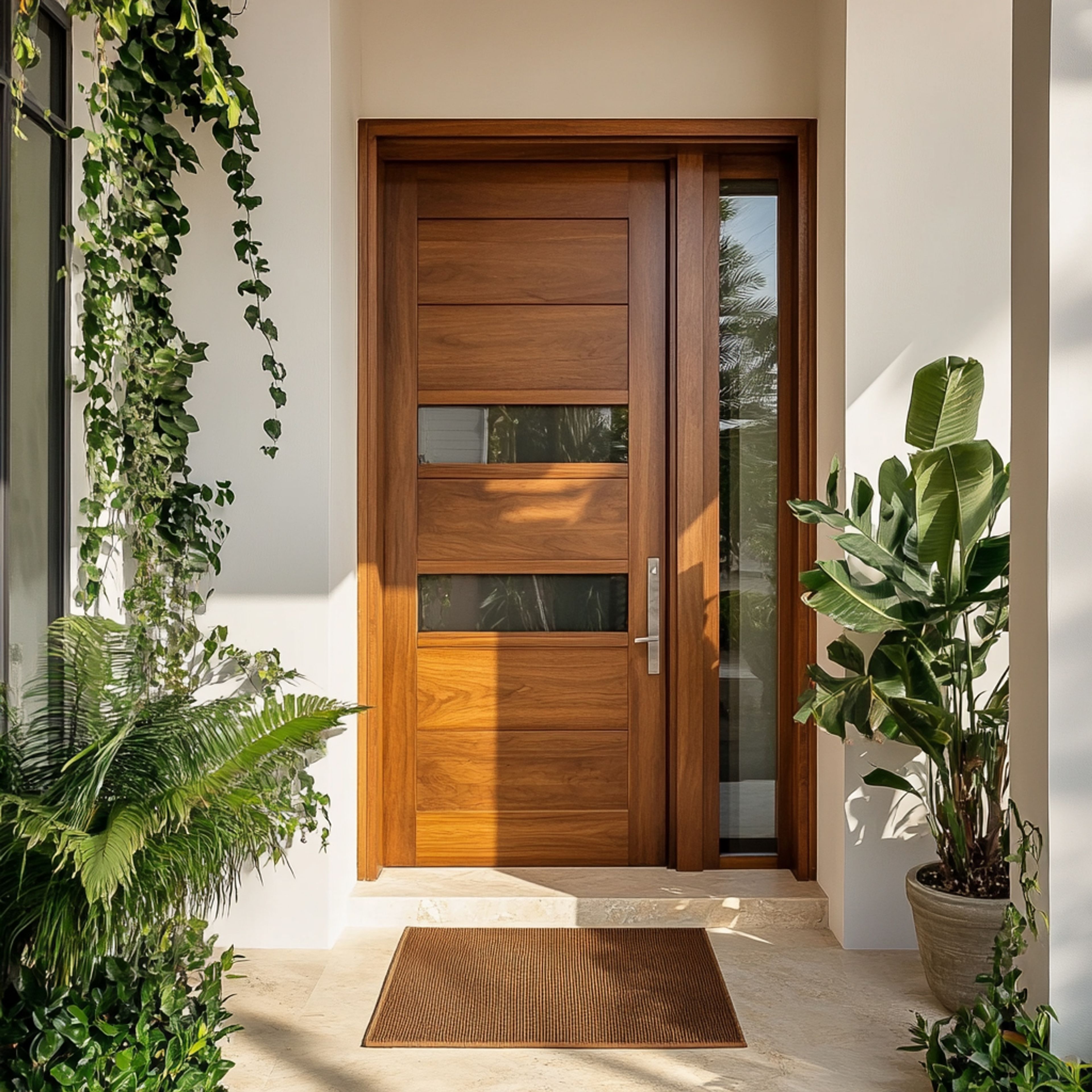 Modern Swing Single Door Design with Glass and Matte Finish