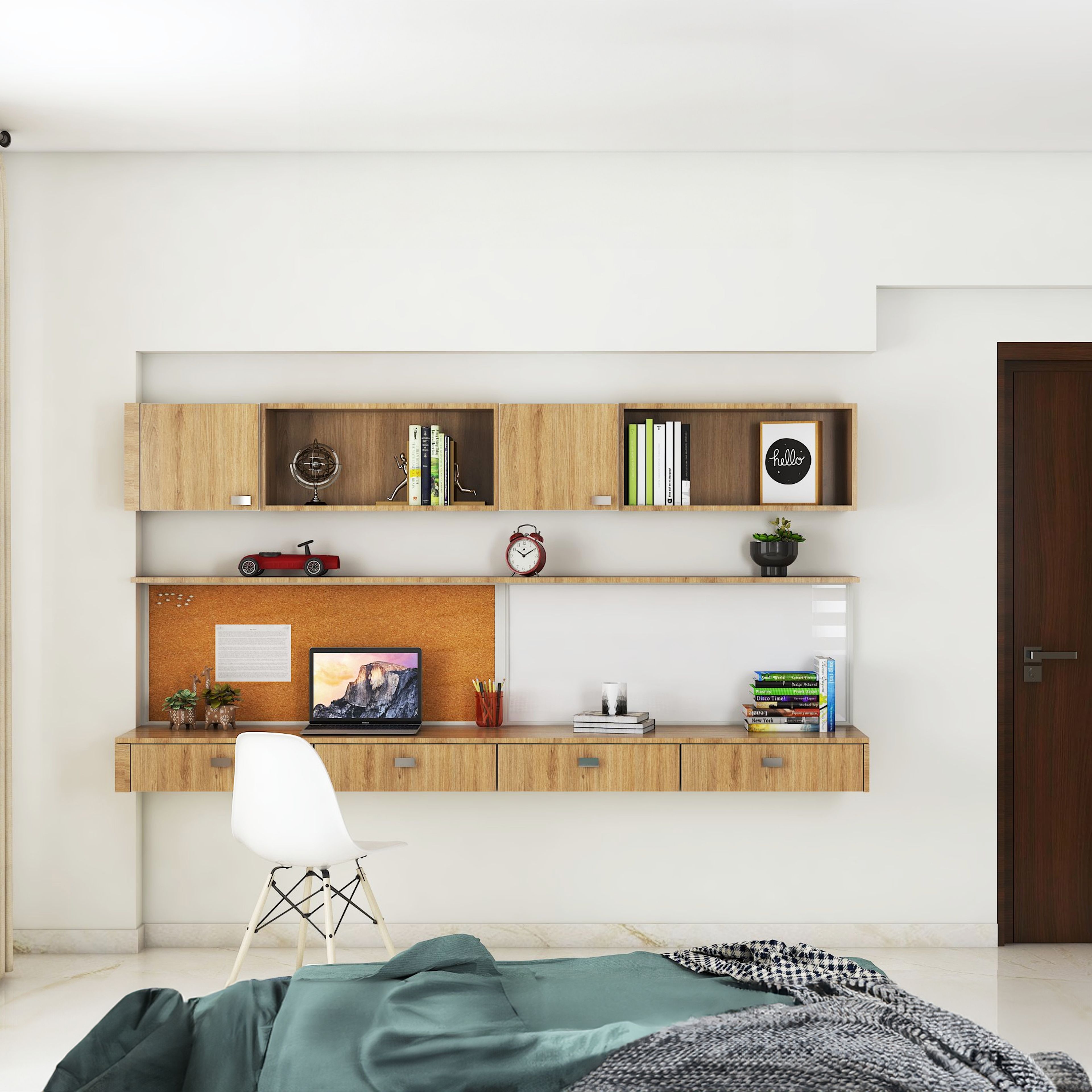 Contemporary Home Office Design with Brazilian Walnut Table