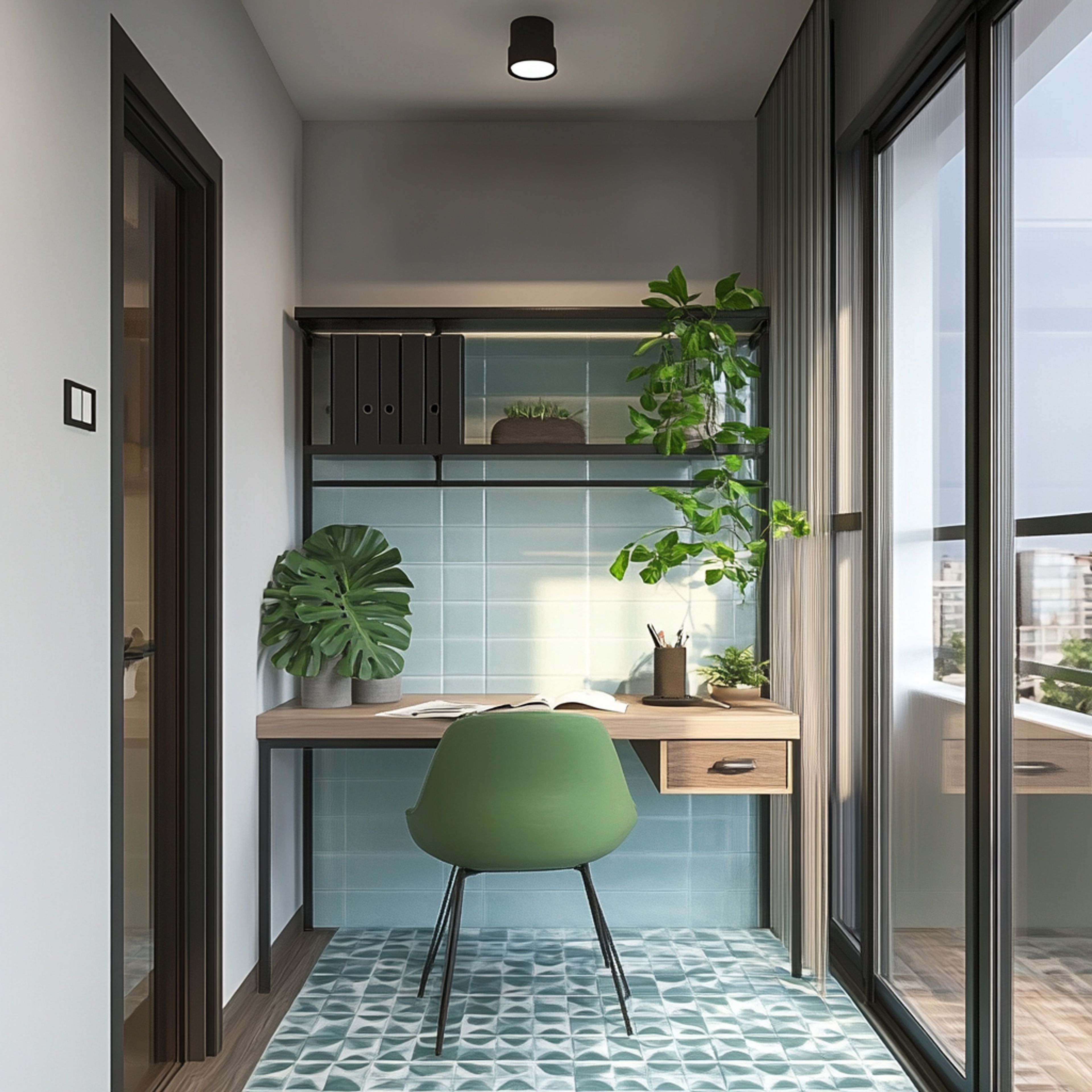 Minimalist Home Office Design with Wooden Desk