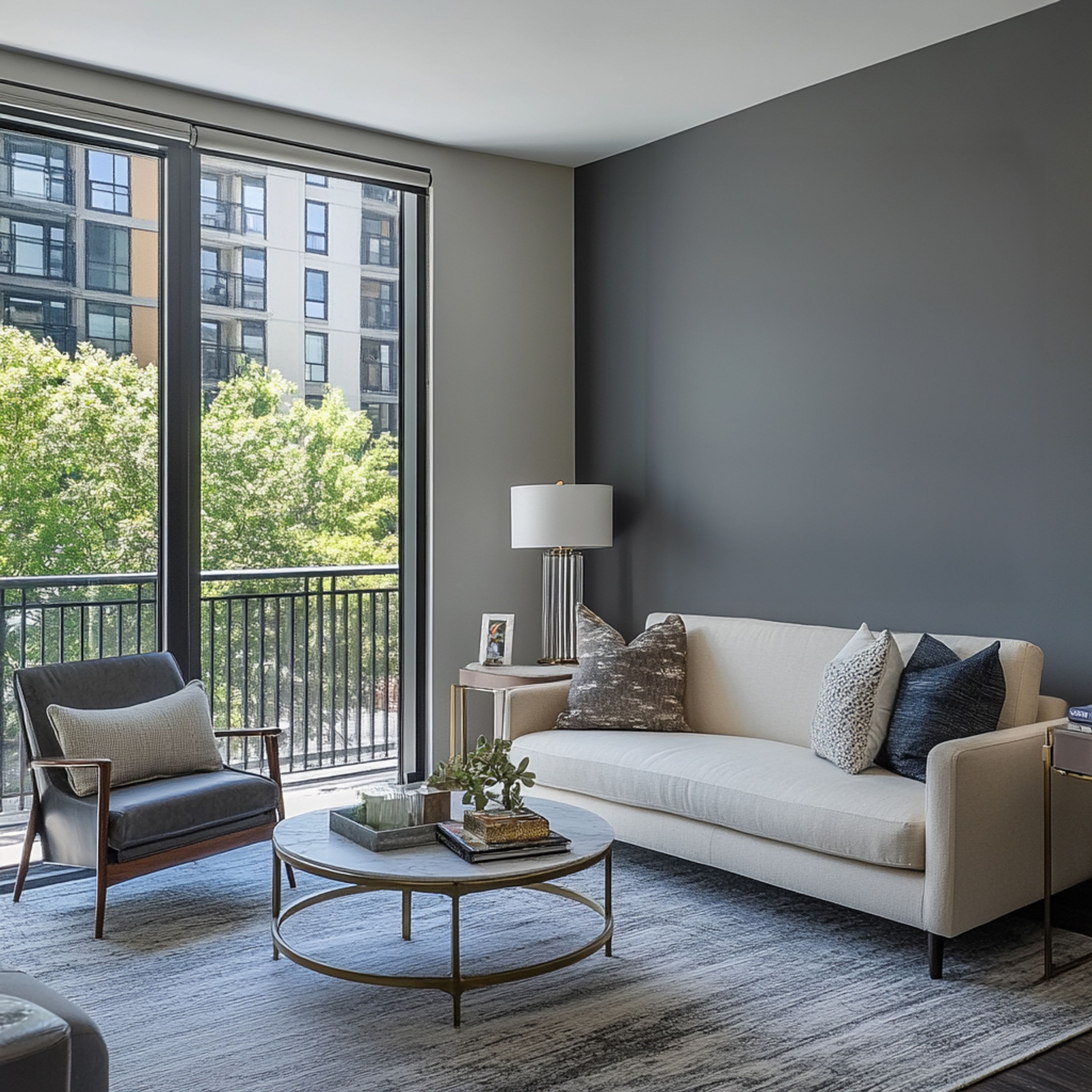 Living Room Design with Beige Sofa