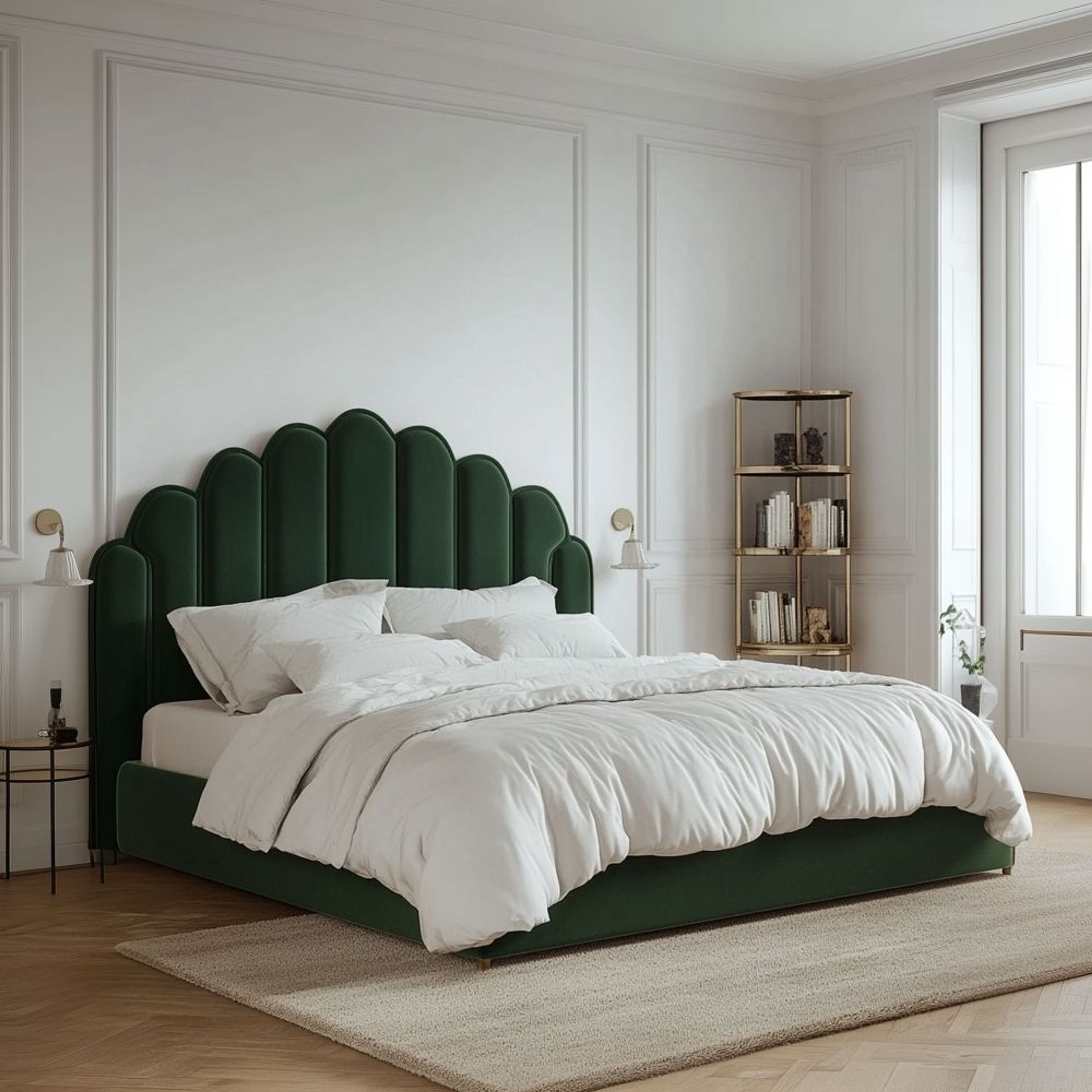 Master Bedroom Design with Green Floor-Bed