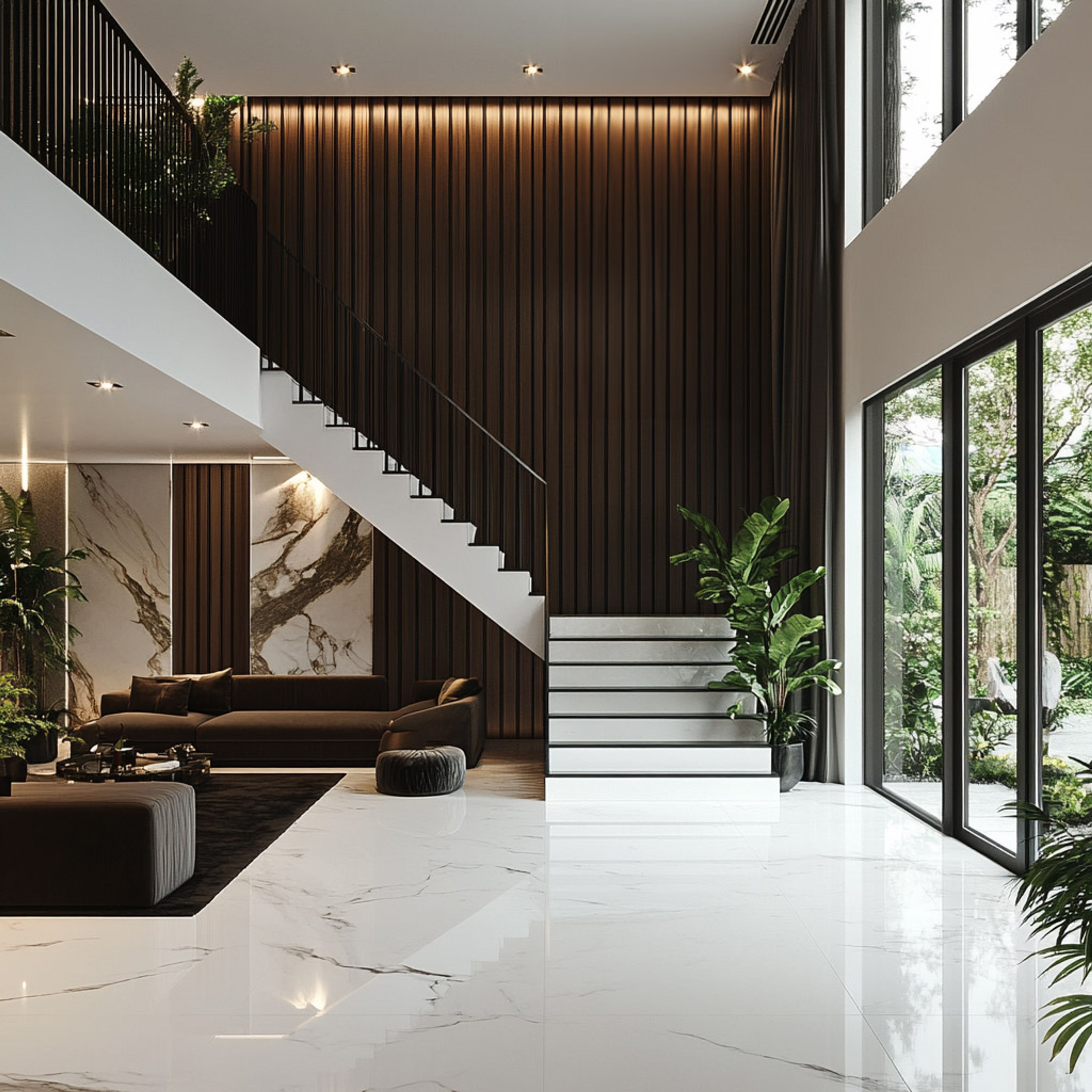 Industrial Straight Staircase Design with Metal Material