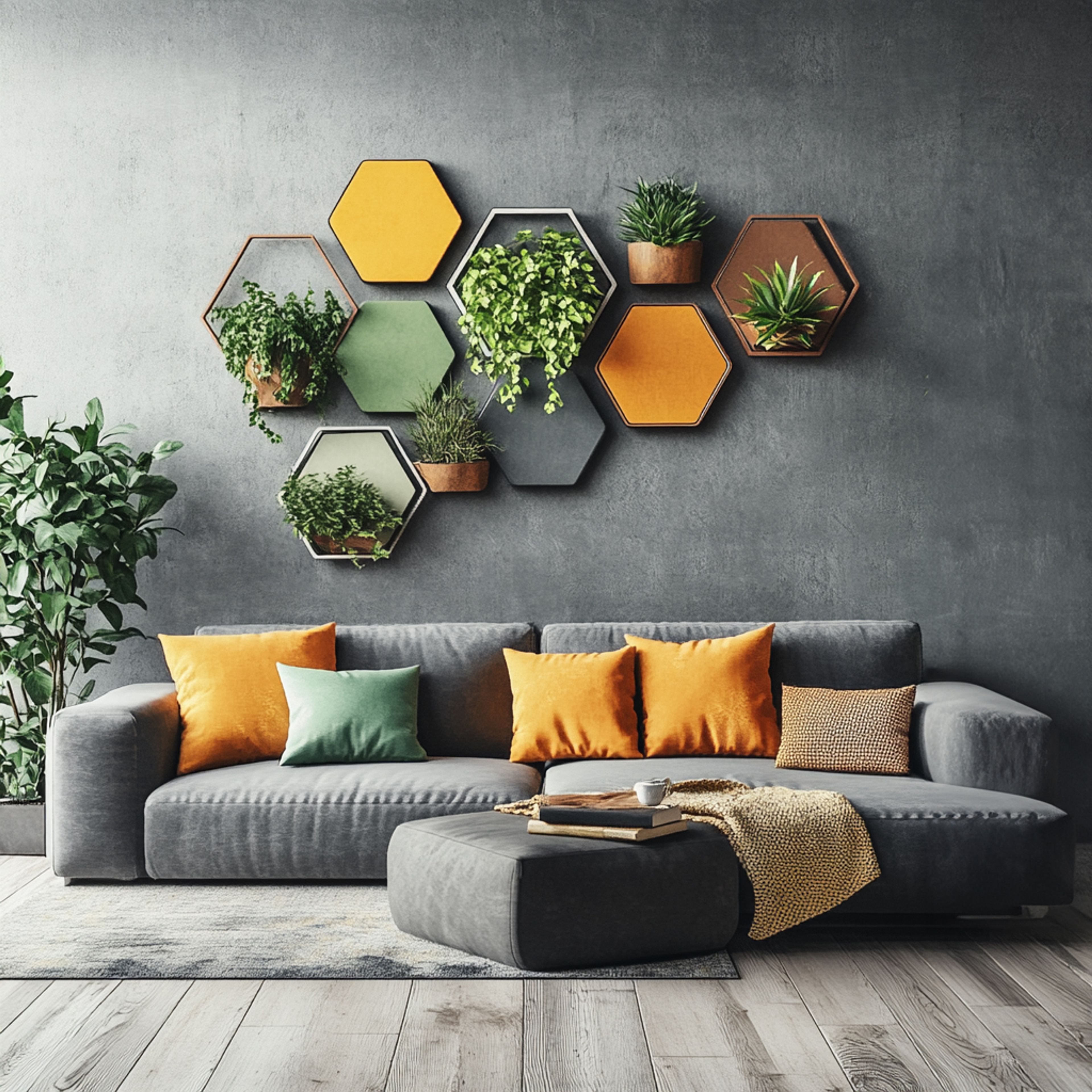 Modern Grey Concrete-Effect Wall Design for Living Rooms and Bedrooms