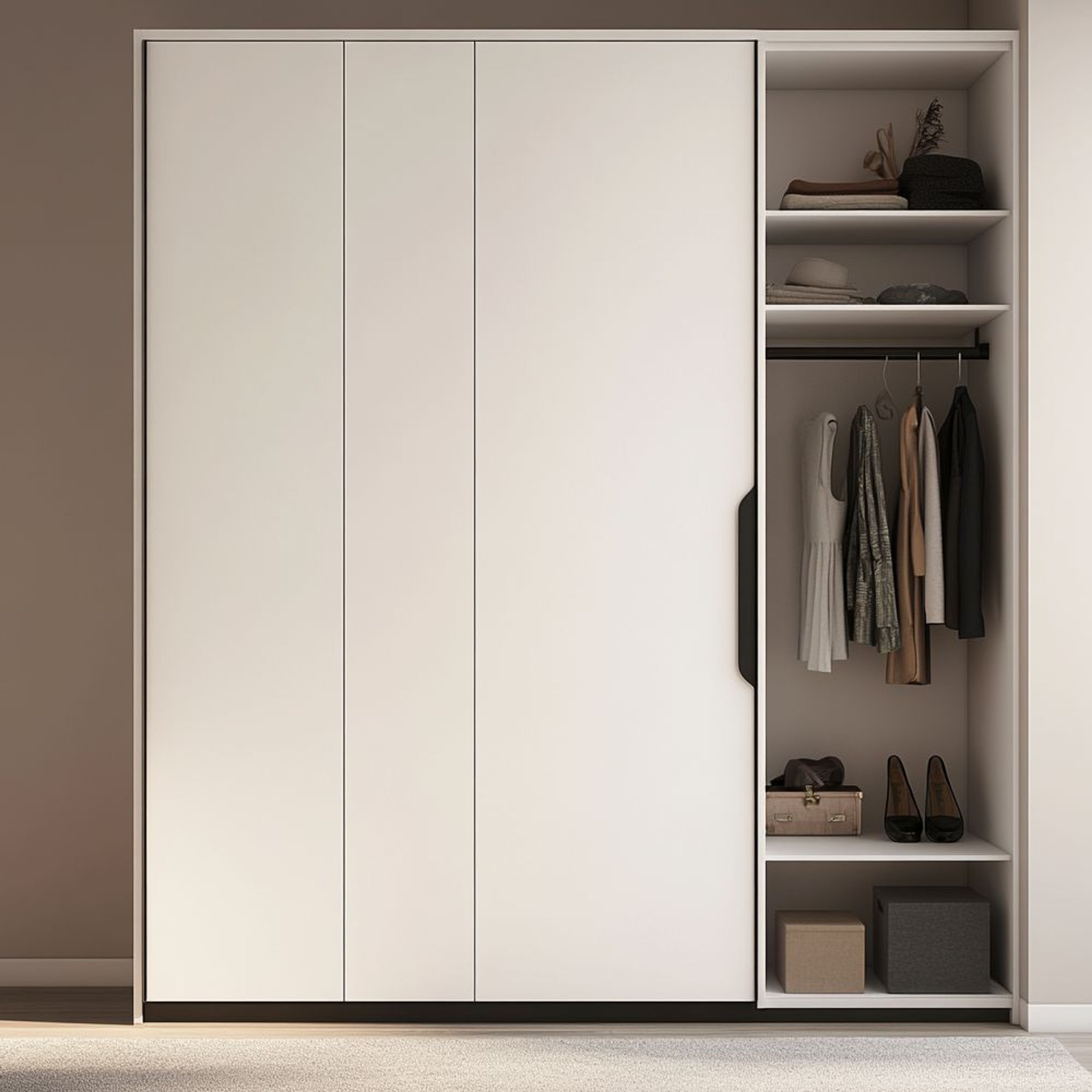 White 3-Door Sliding Door Wardrobe Design