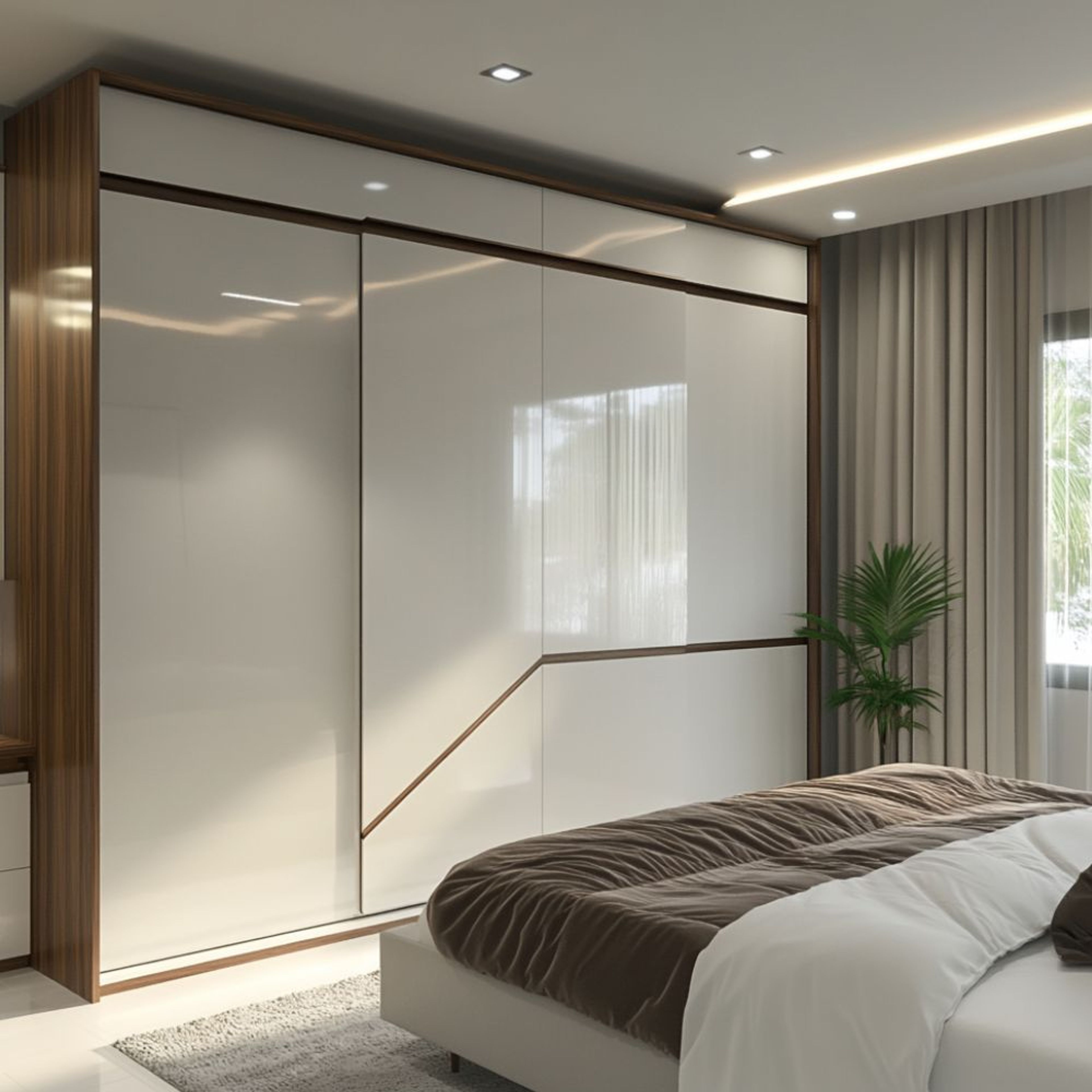 White 3-Door Sliding Wardrobe Design