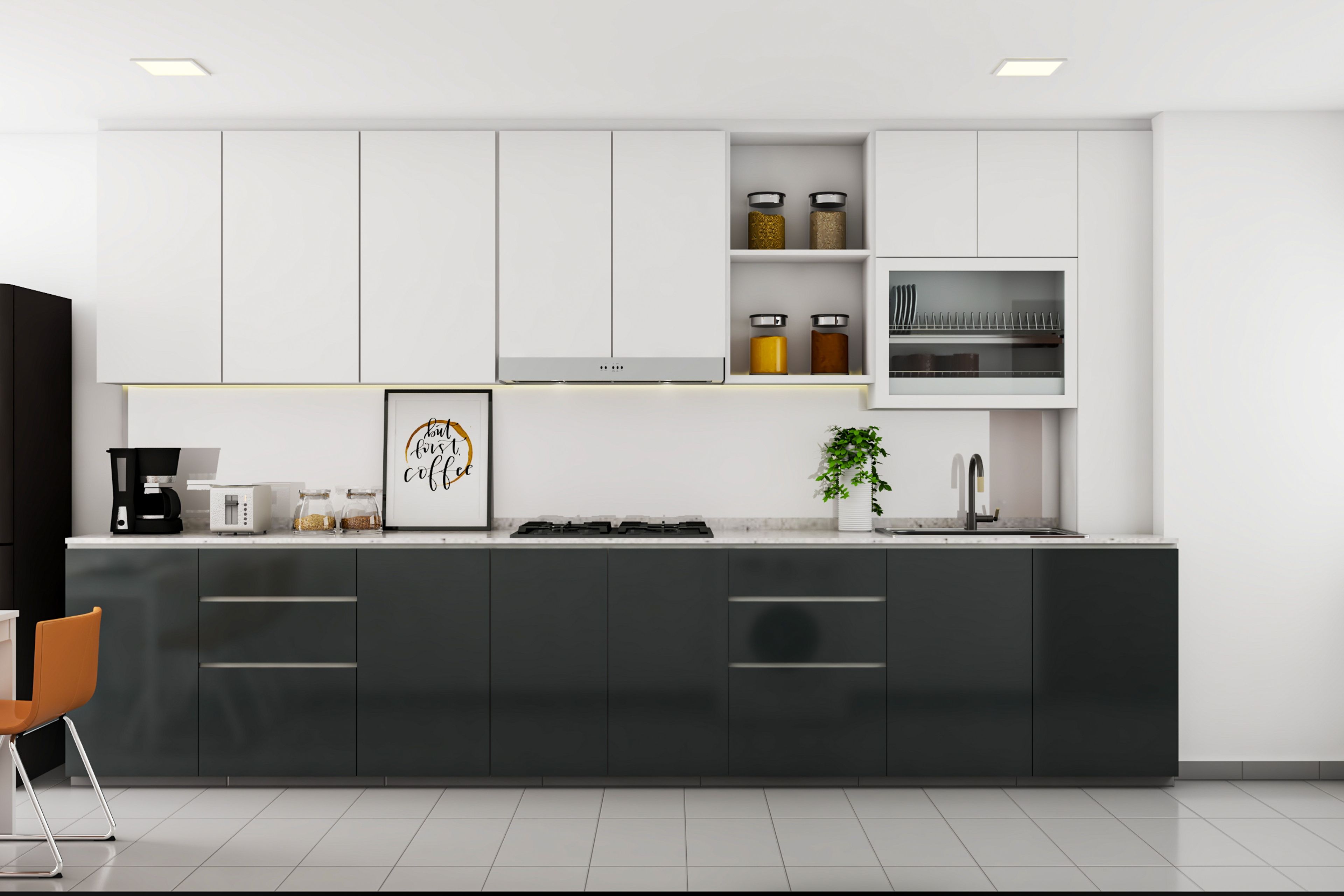 Black and White Kitchens - Livspace