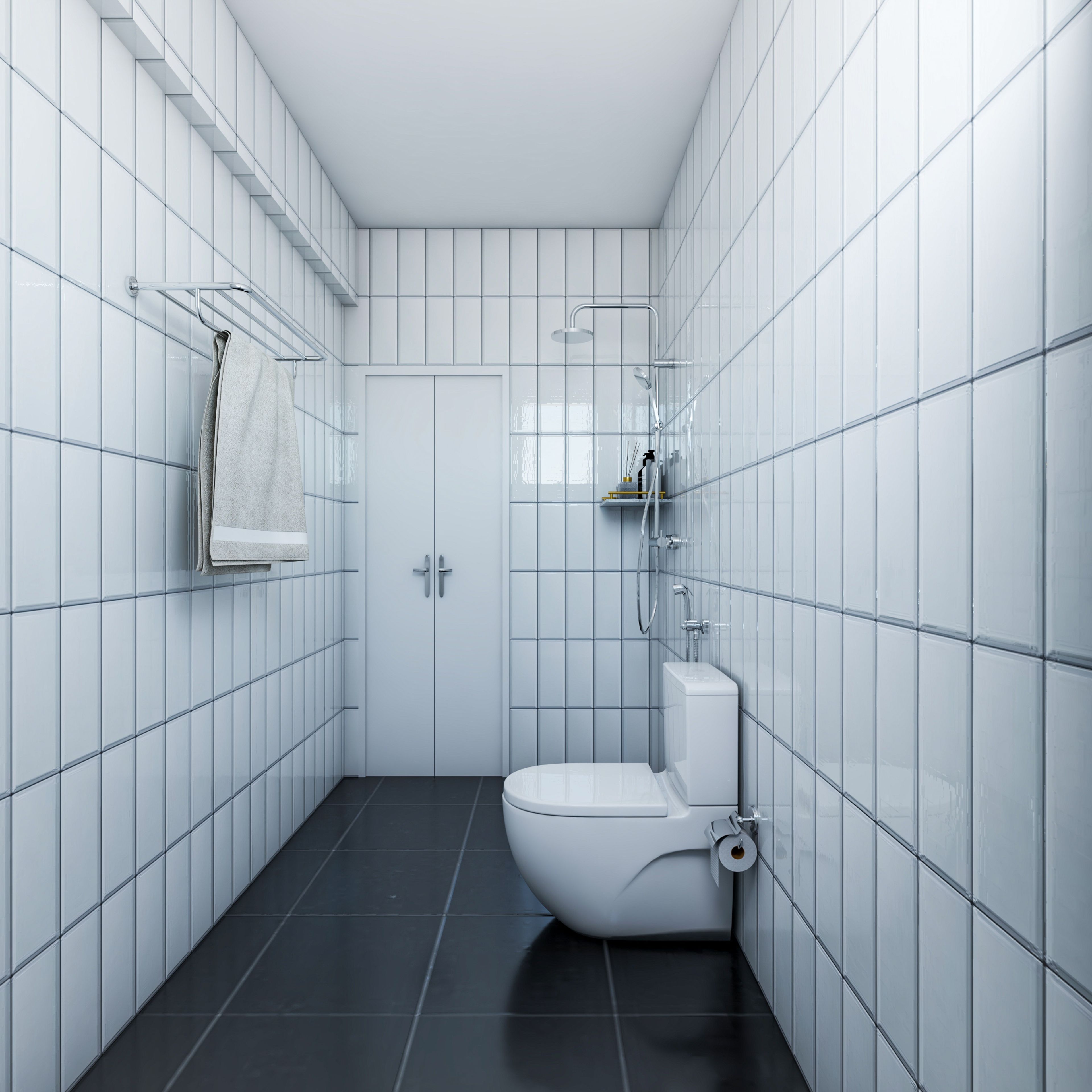 Simple Modern Black And White Bathroom Tile Design