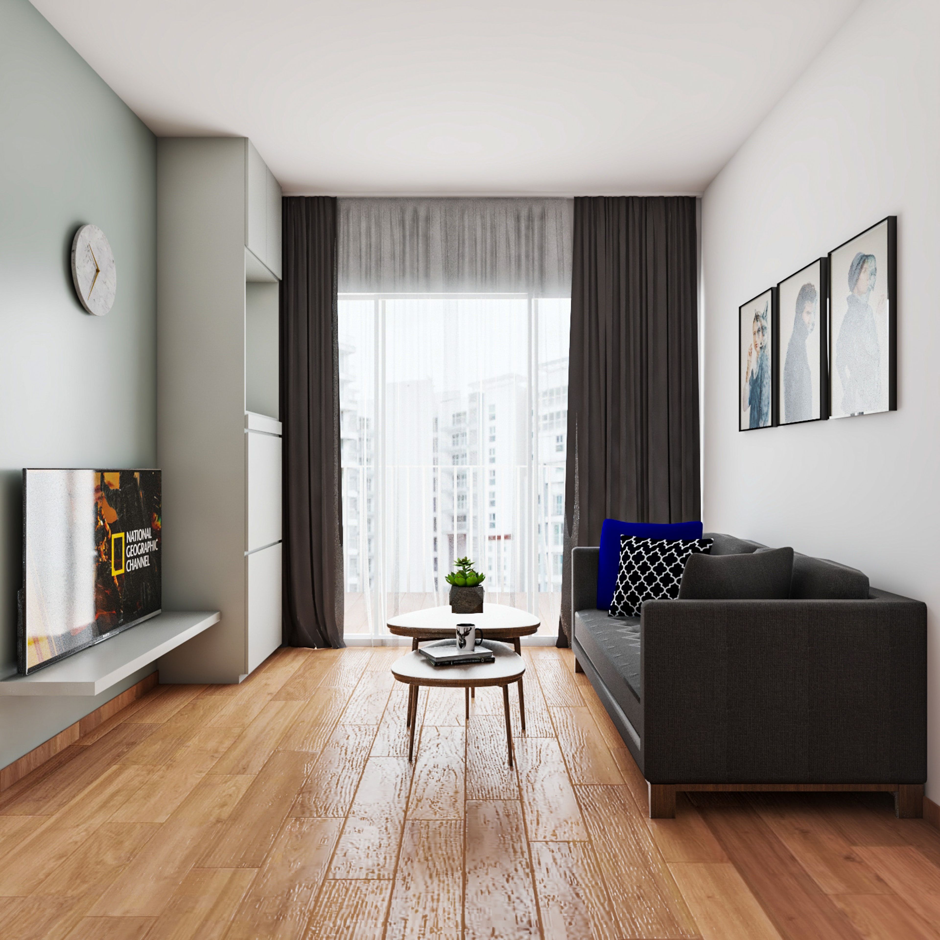 Solid Blue Wall Design - Livspace