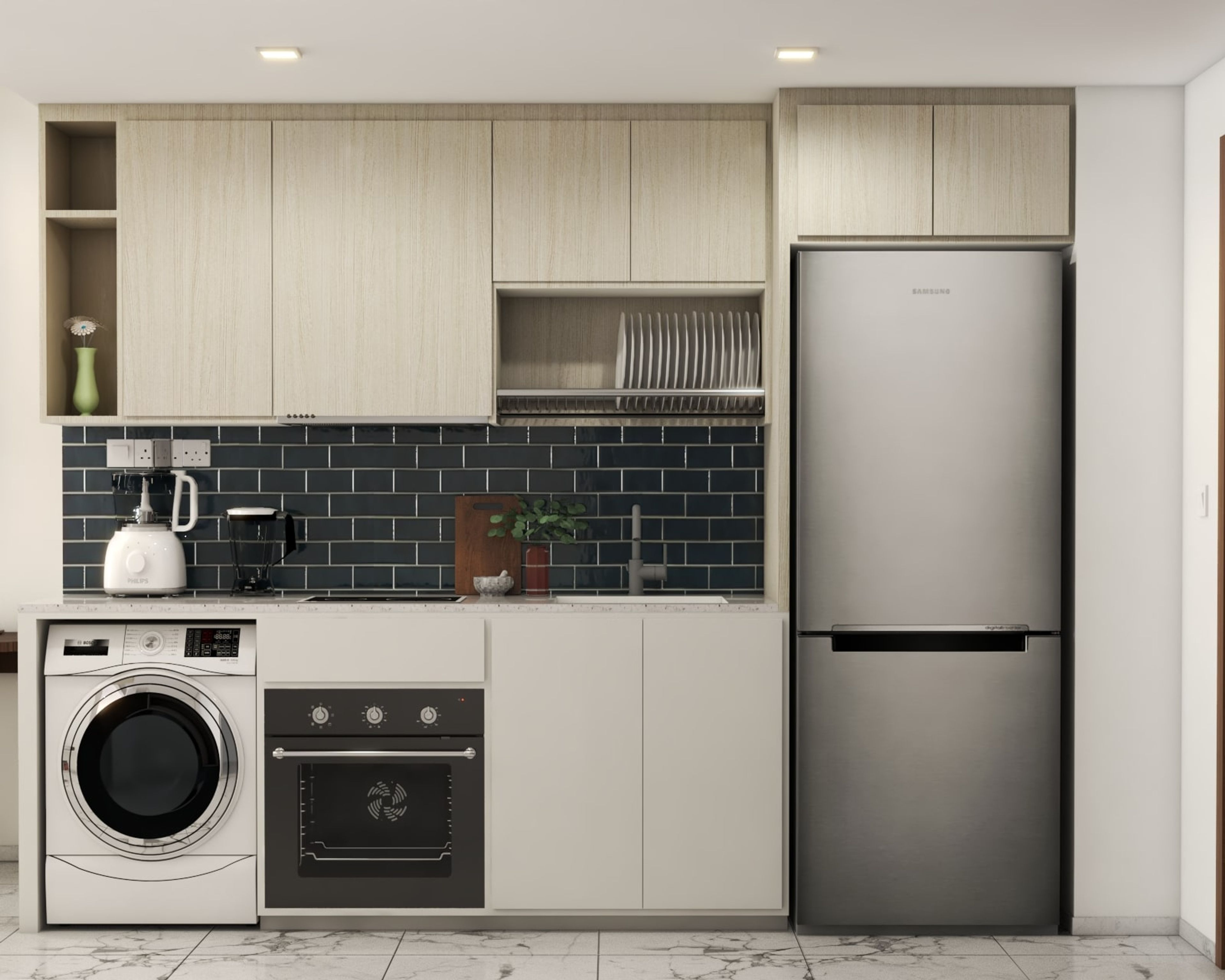 Straight Kitchen Design - Livspace