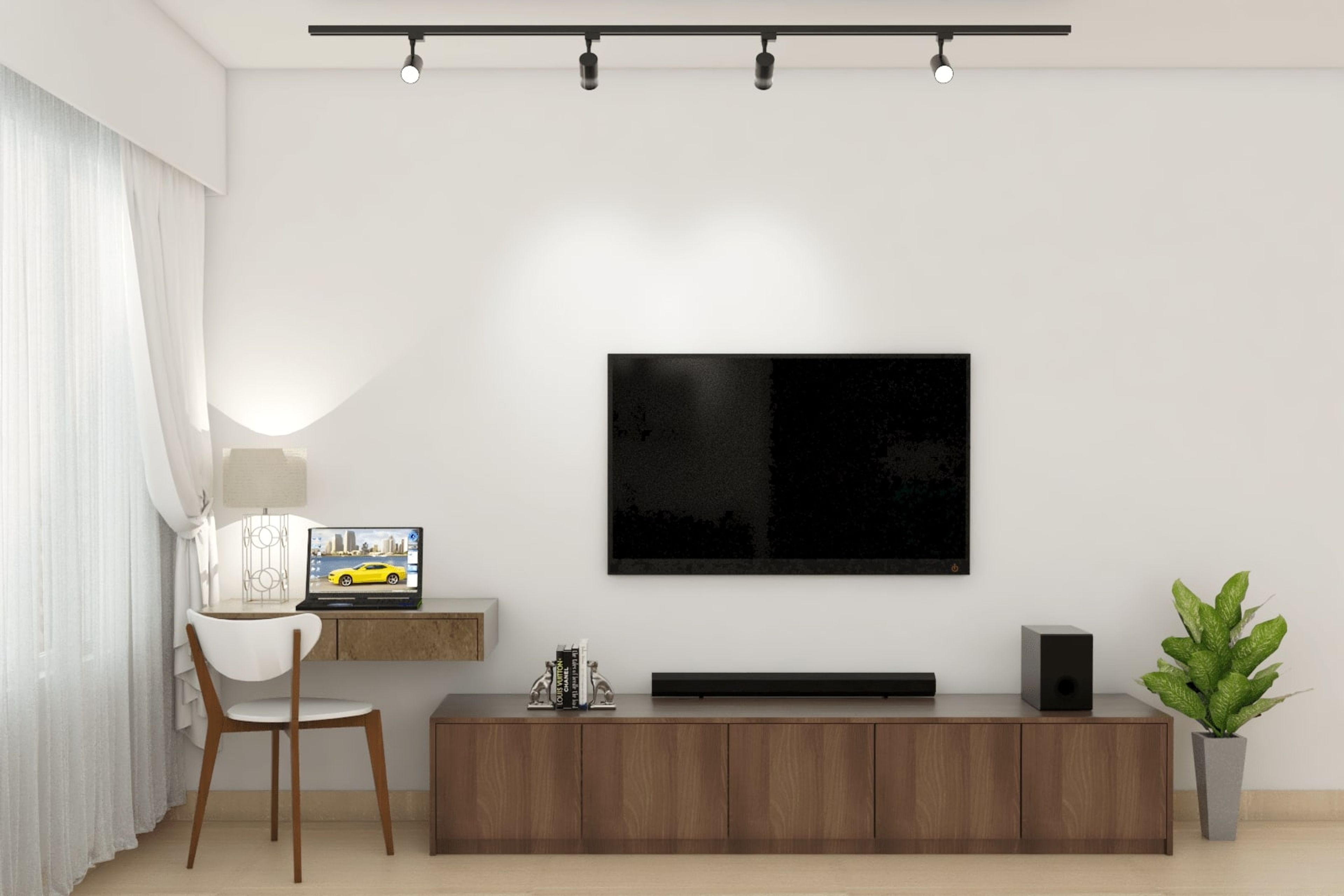Classic TV Console With A Wooden Laminated Finish - Livspace