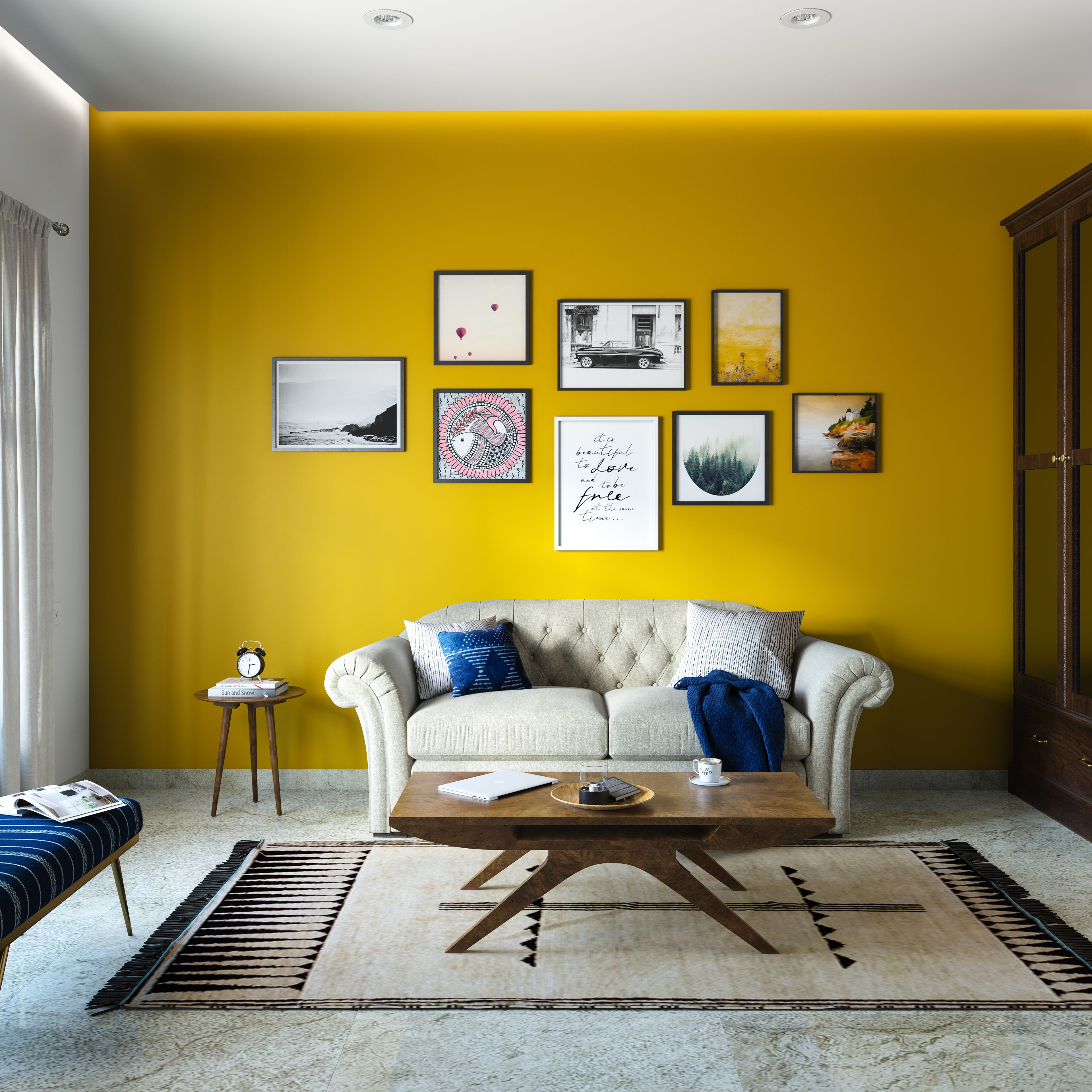 Rectangle White Central Drop False Ceiling Design For Living Rooms - Livspace