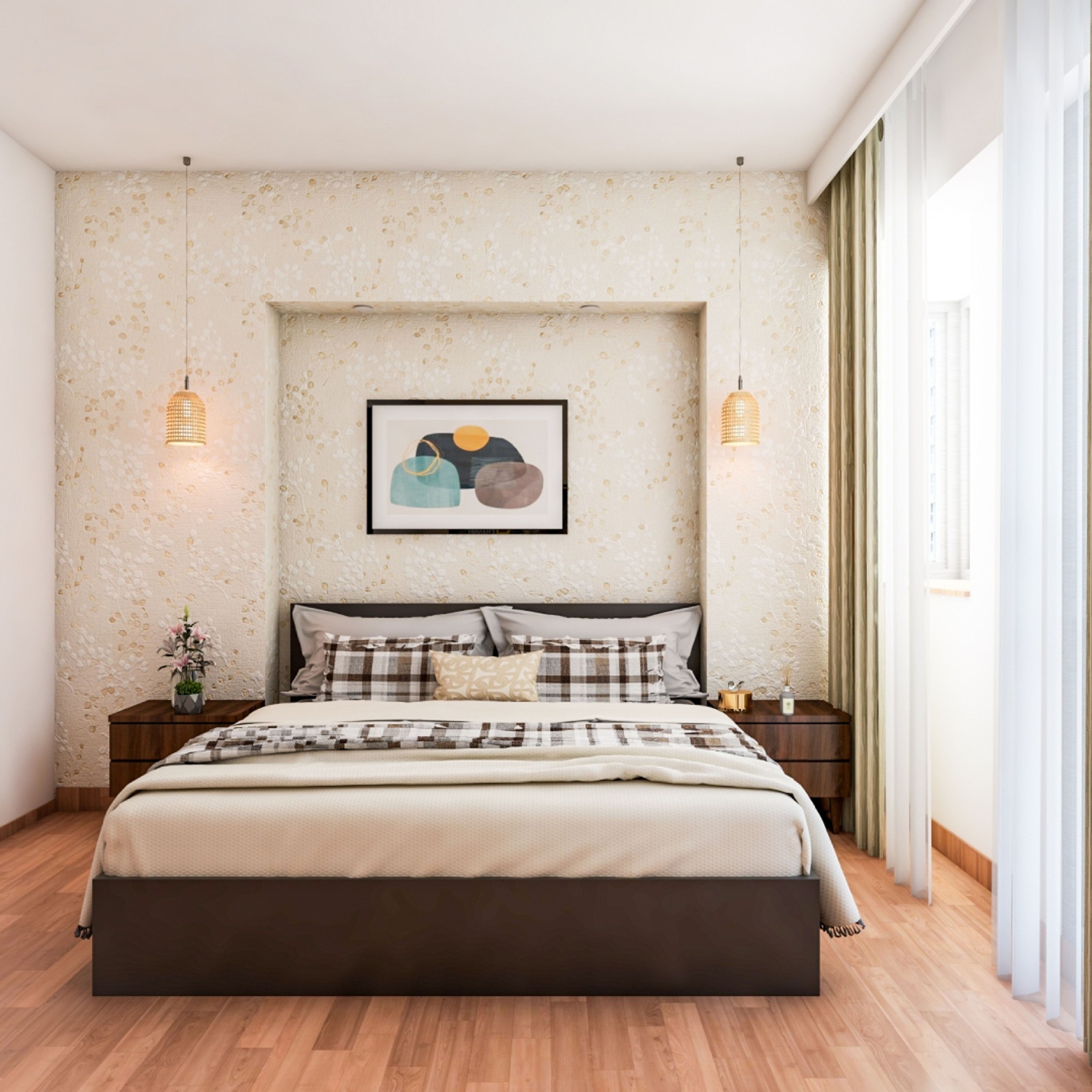 Textured Painting Wall Design In Cream Tones - Livspace