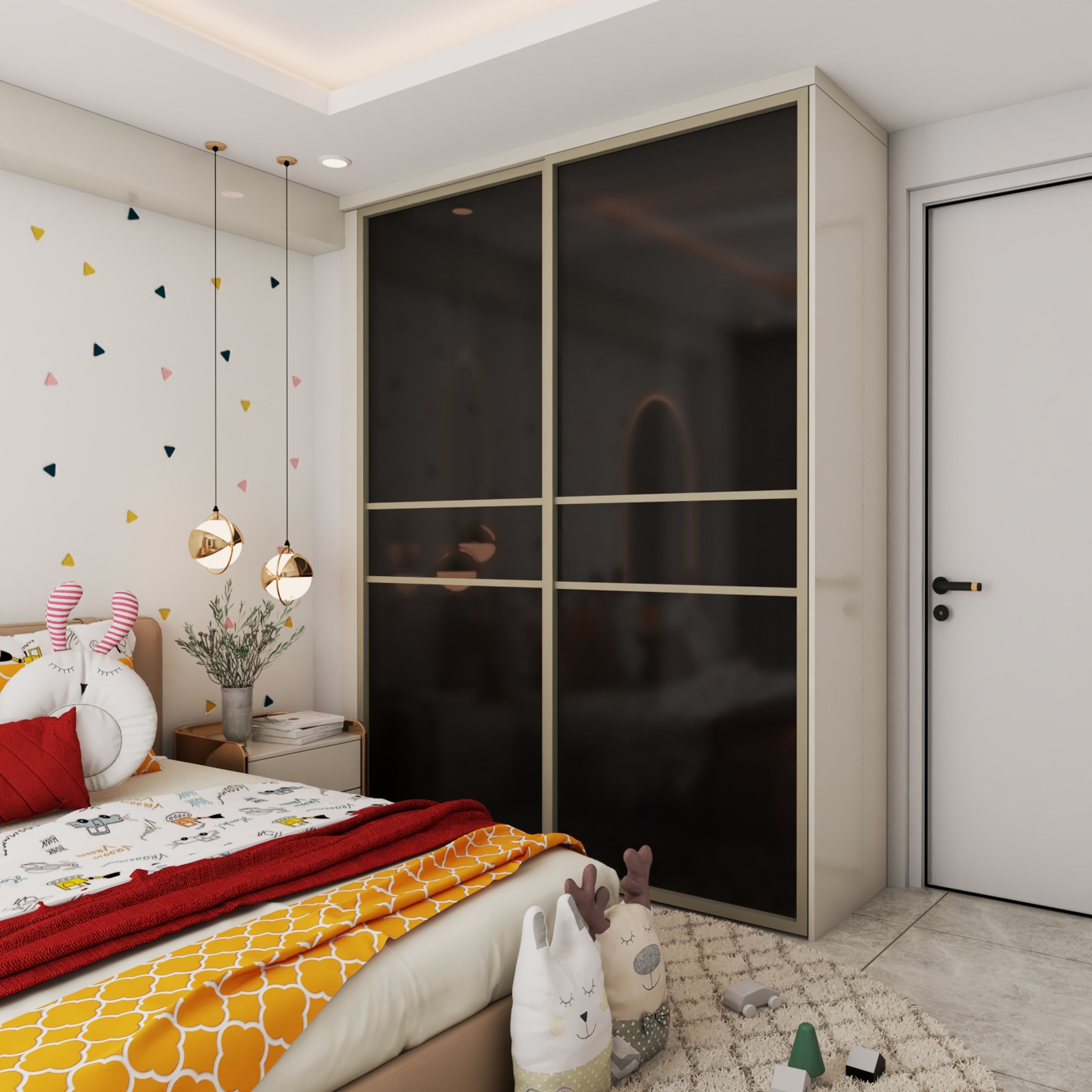 2-Door Sliding Door Wardrobe In Black - Livspace