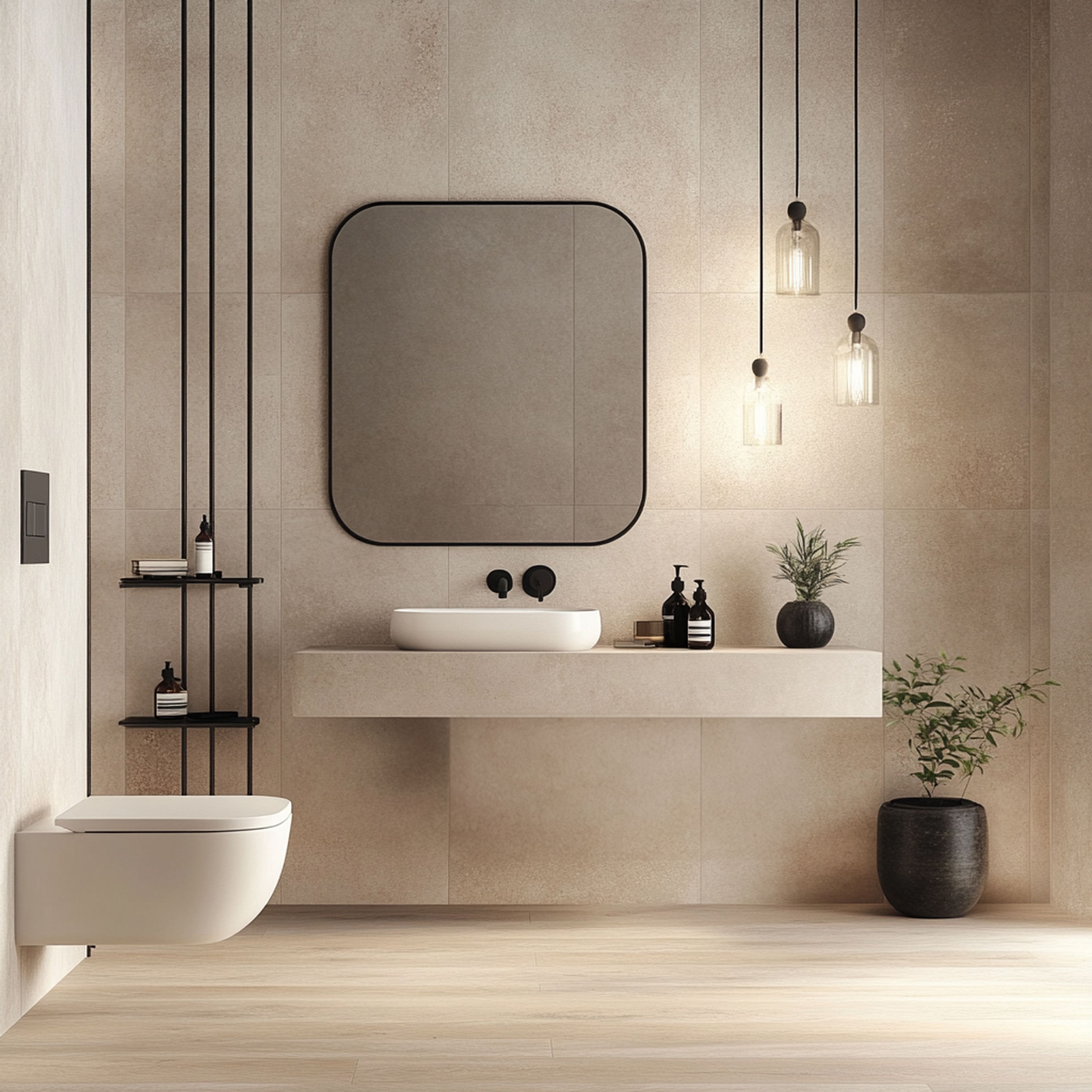 Bathroom Design with Open Vanity Shelves