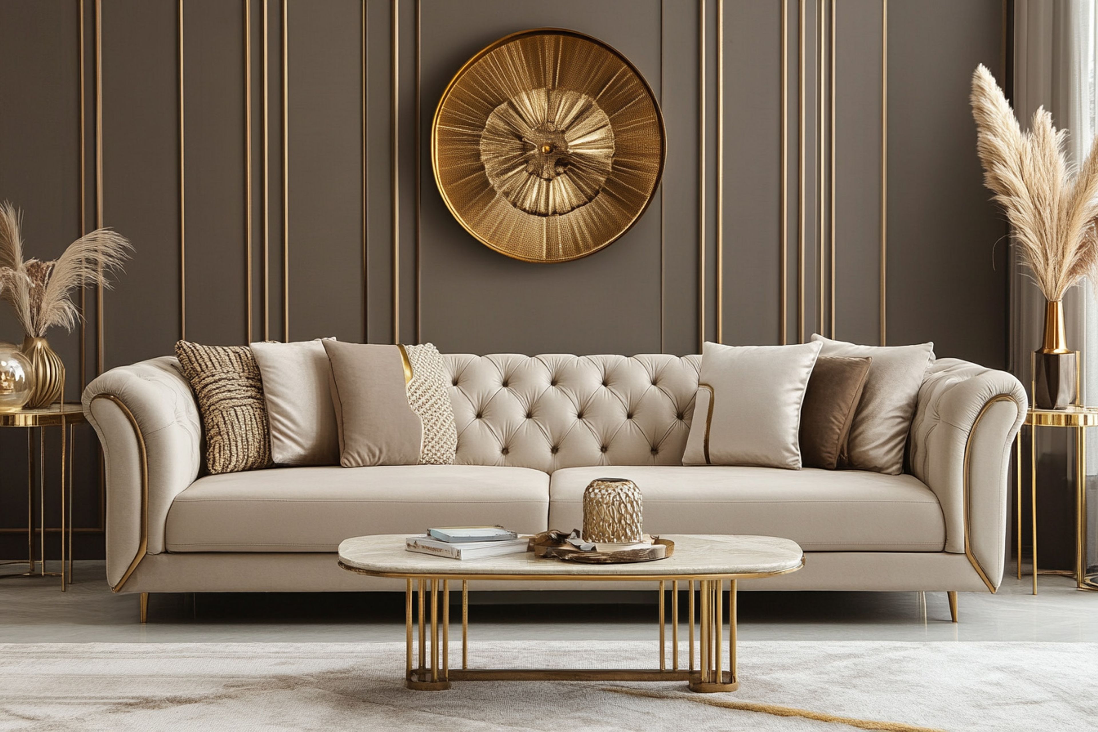 Living Room Design with 3-Seater Sofa
