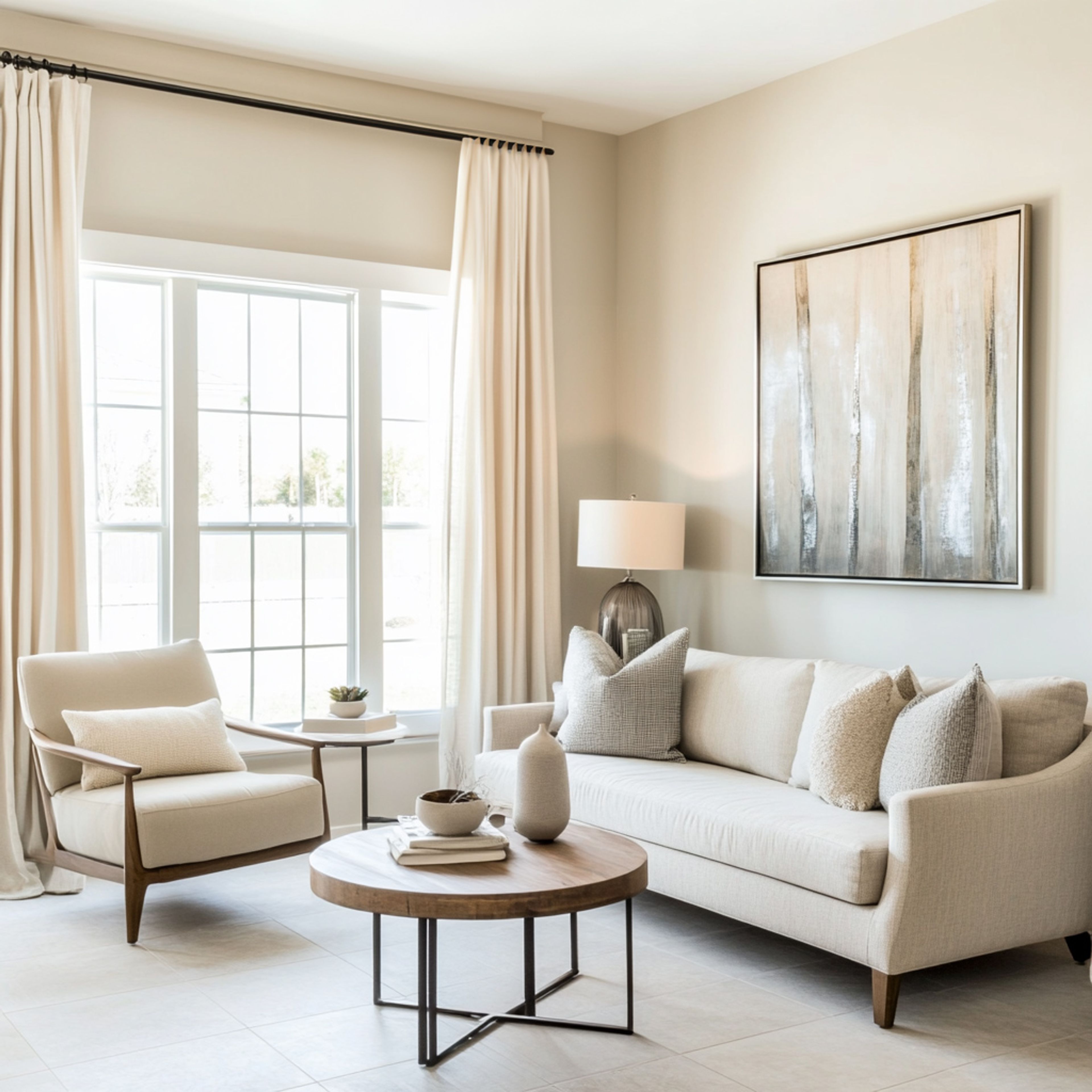 Living Room Design with Cream Sofa