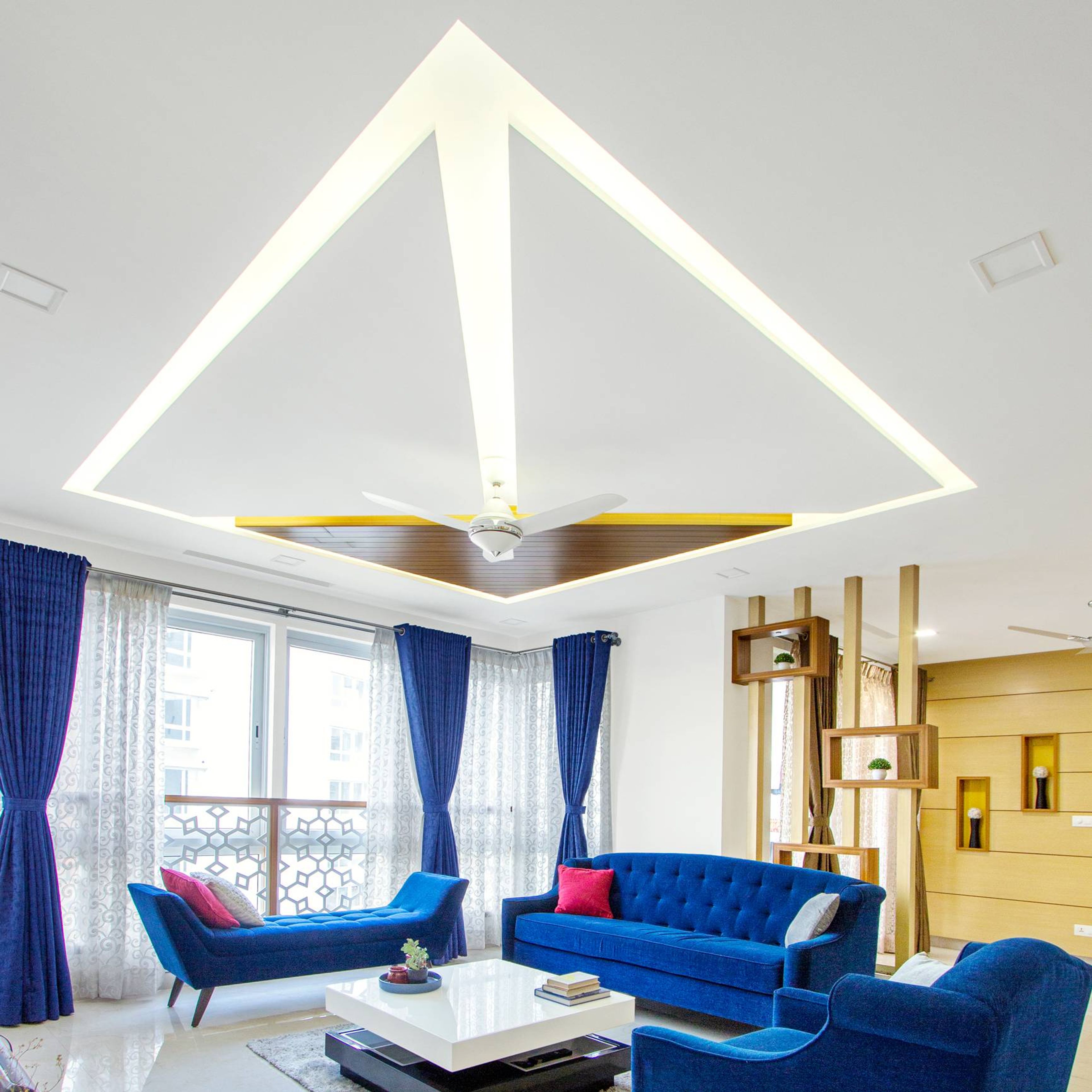Contemporary False Ceiling Design In A Geometric Pattern