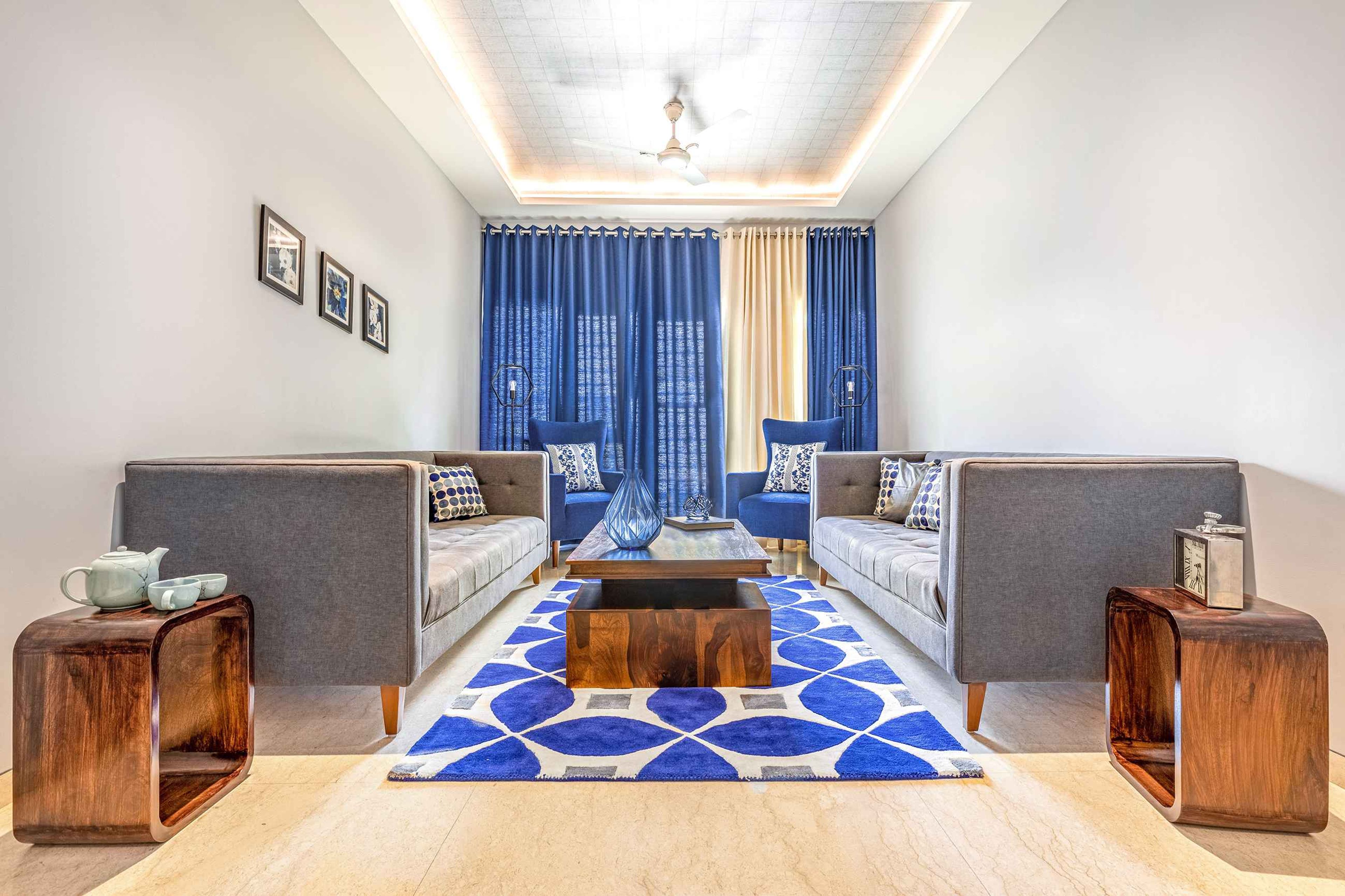 Contemporary Living Room For This Spacious 2-BHK House Design In Delhi