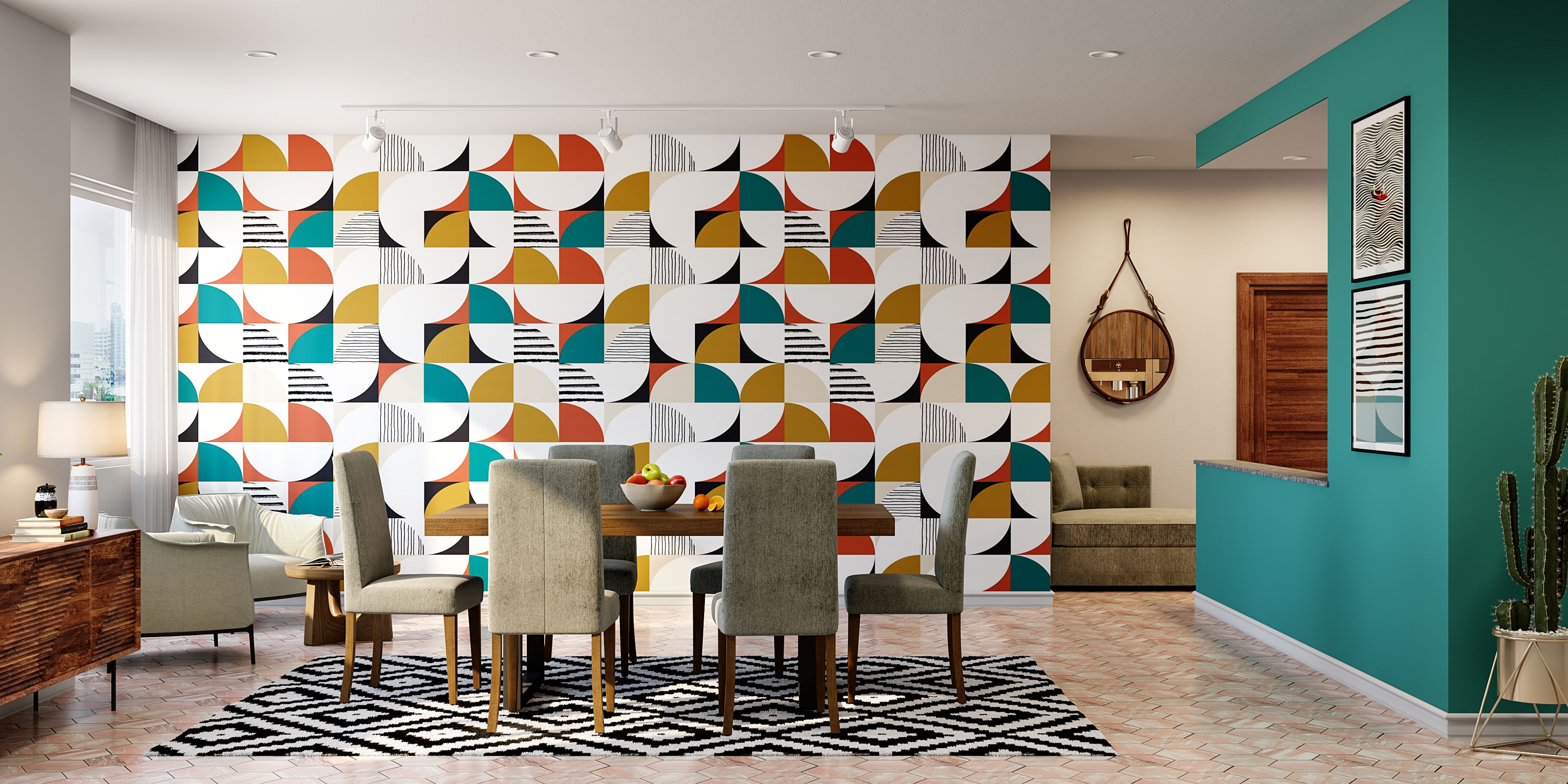 Modern Dining Room With Unique Colour Palette