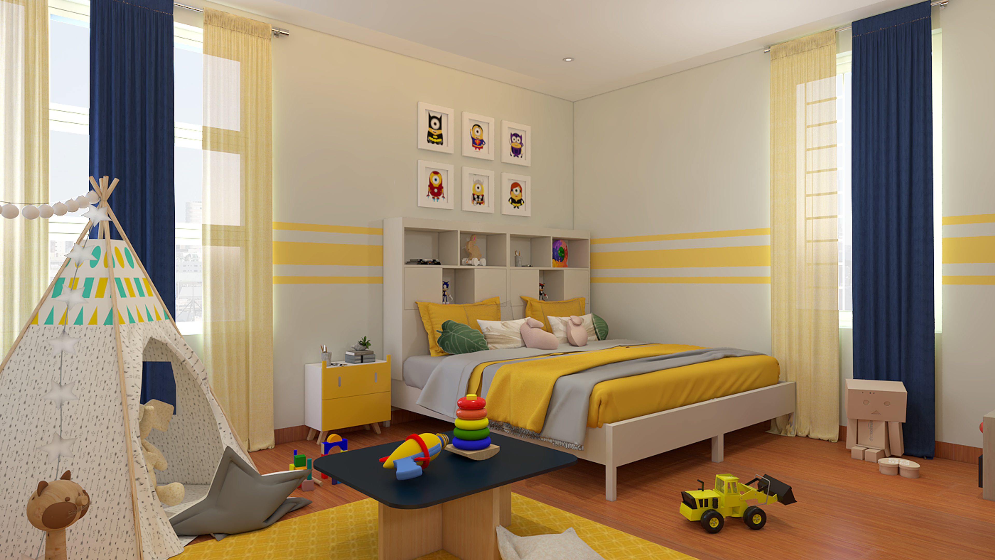 Small Kid's Room With Huge Storage For Stationary And Toys