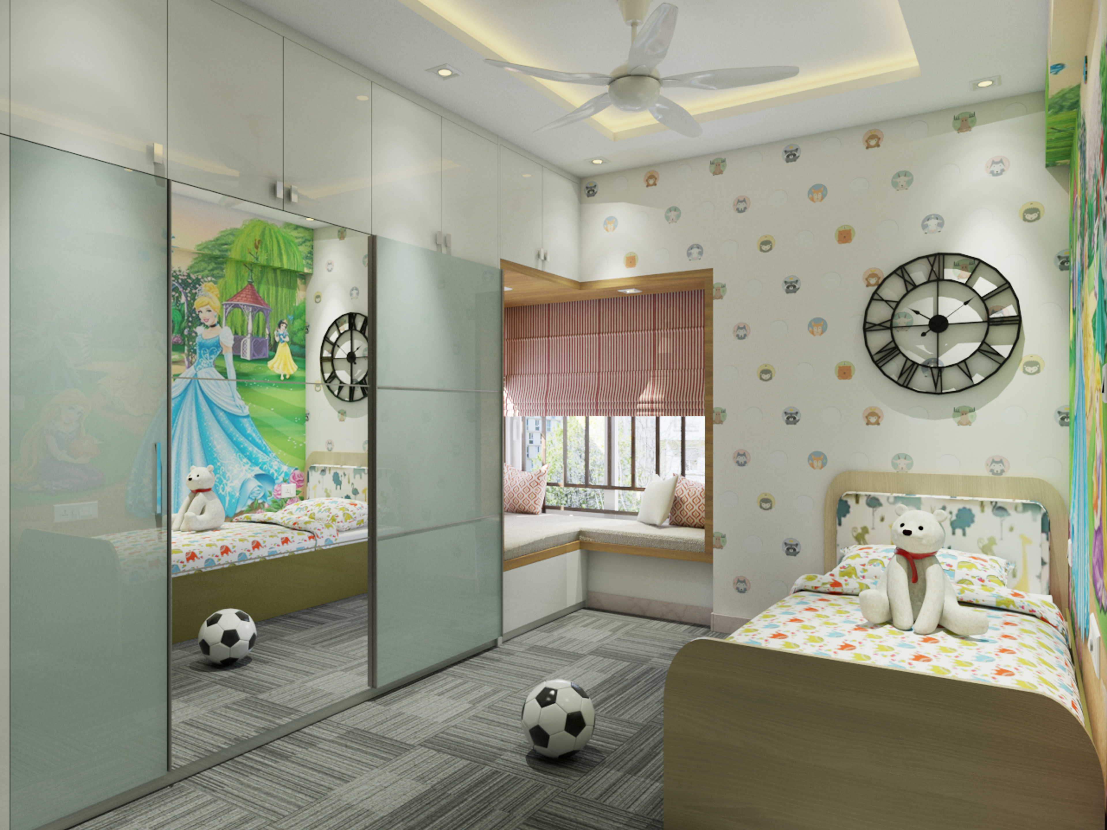 Simple Kid's Room With Shades Of Beige And Green