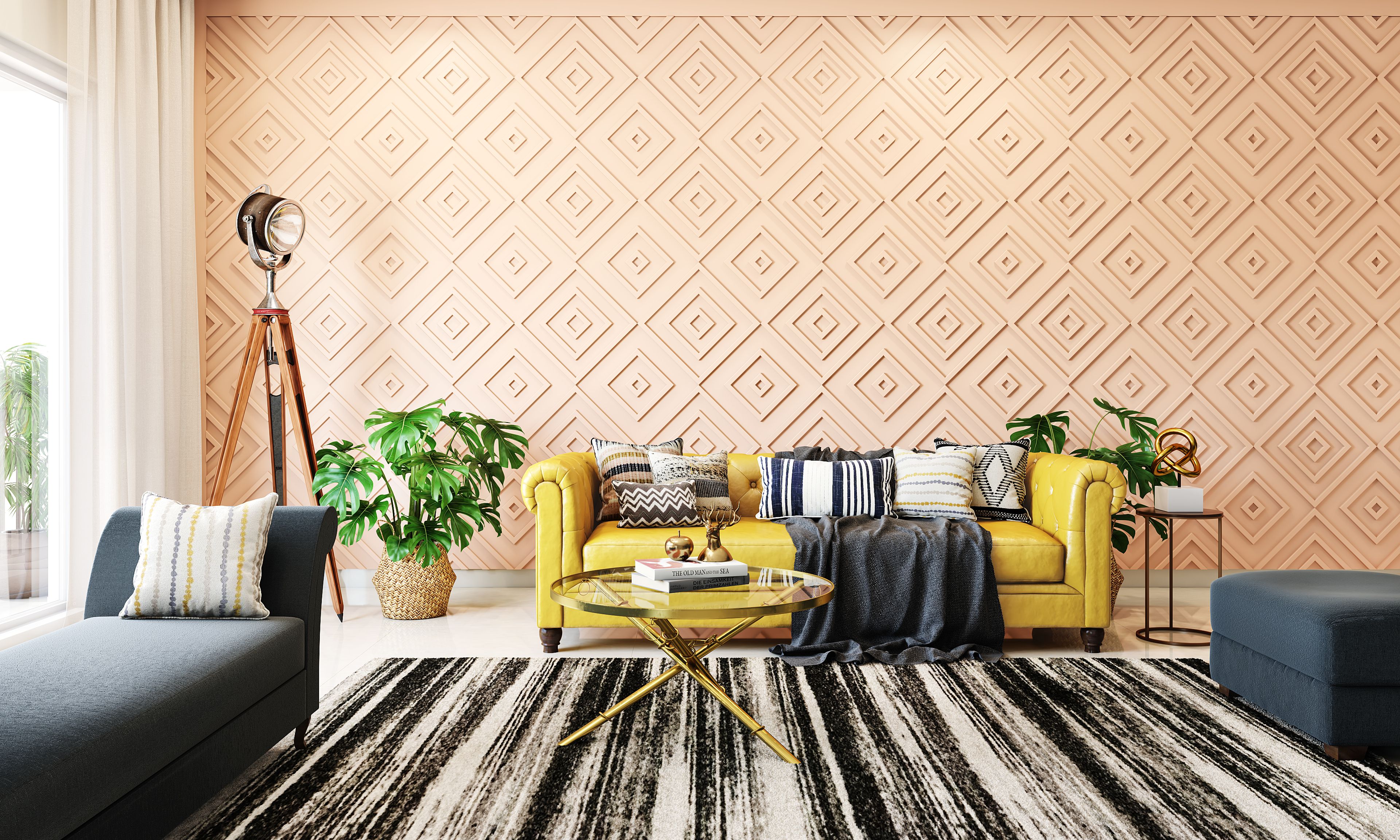 Spacious Open Living Room With Beige Walls