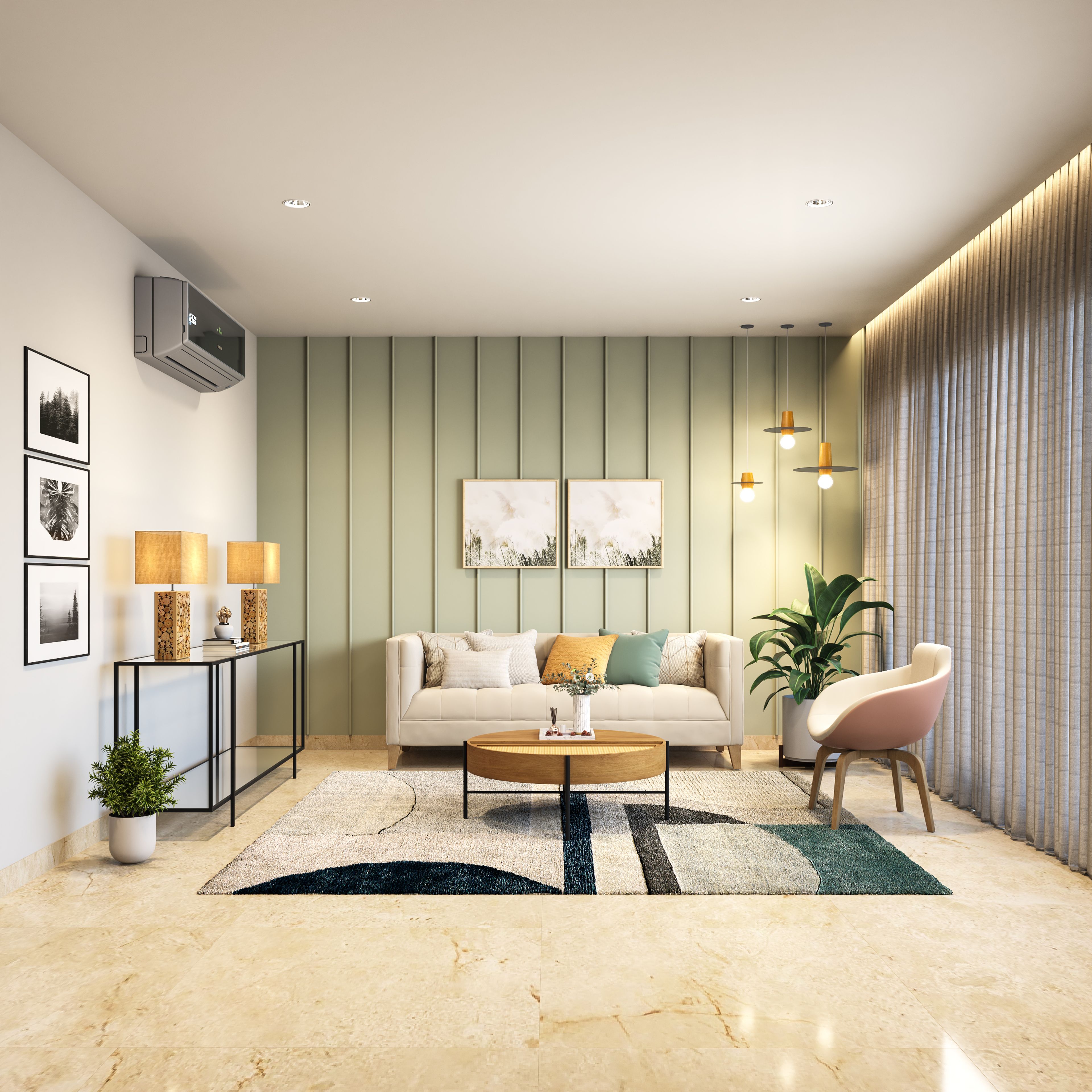 Simple Living Room With Neutral Tones And Comfortable Furnitures