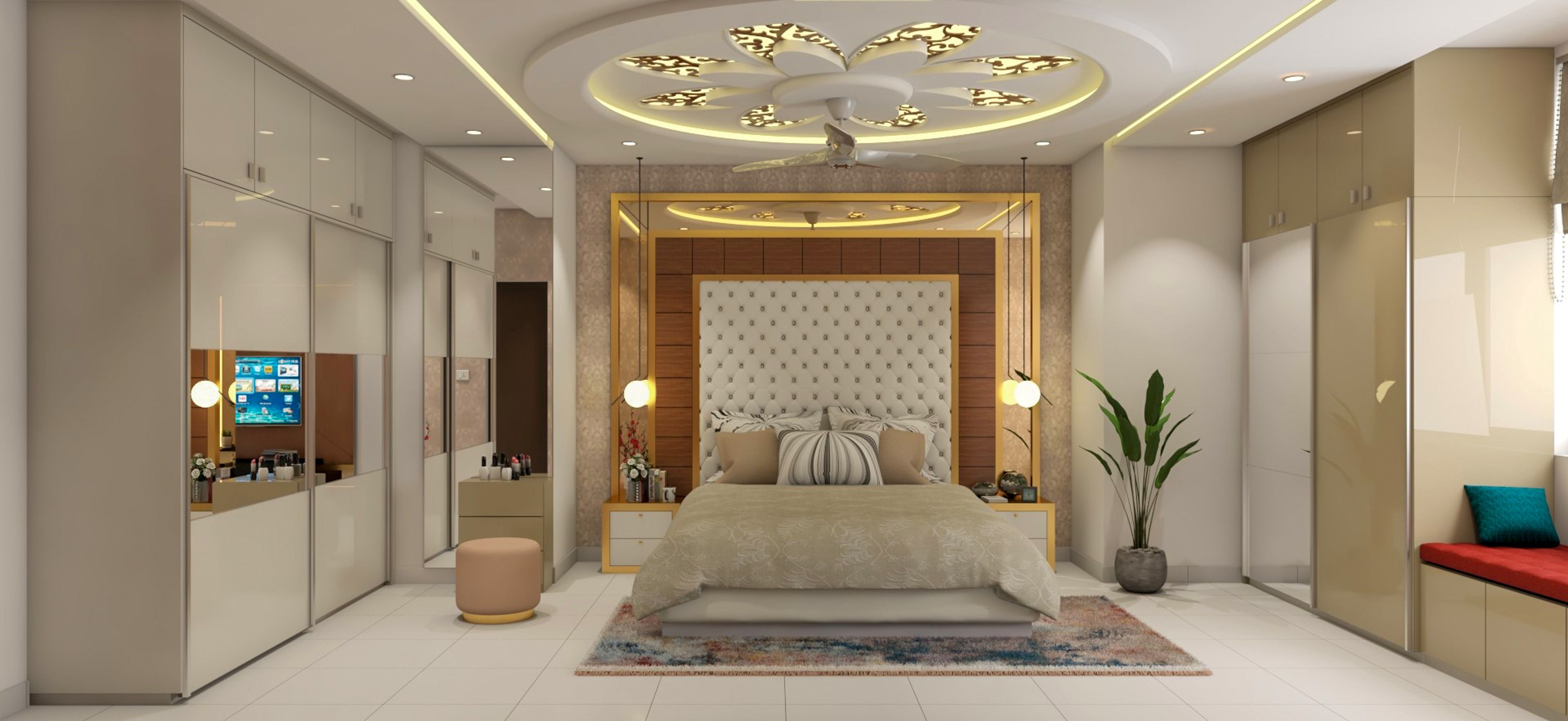 Spacious Maharaja Style Master Bedroom In Neutral Tones