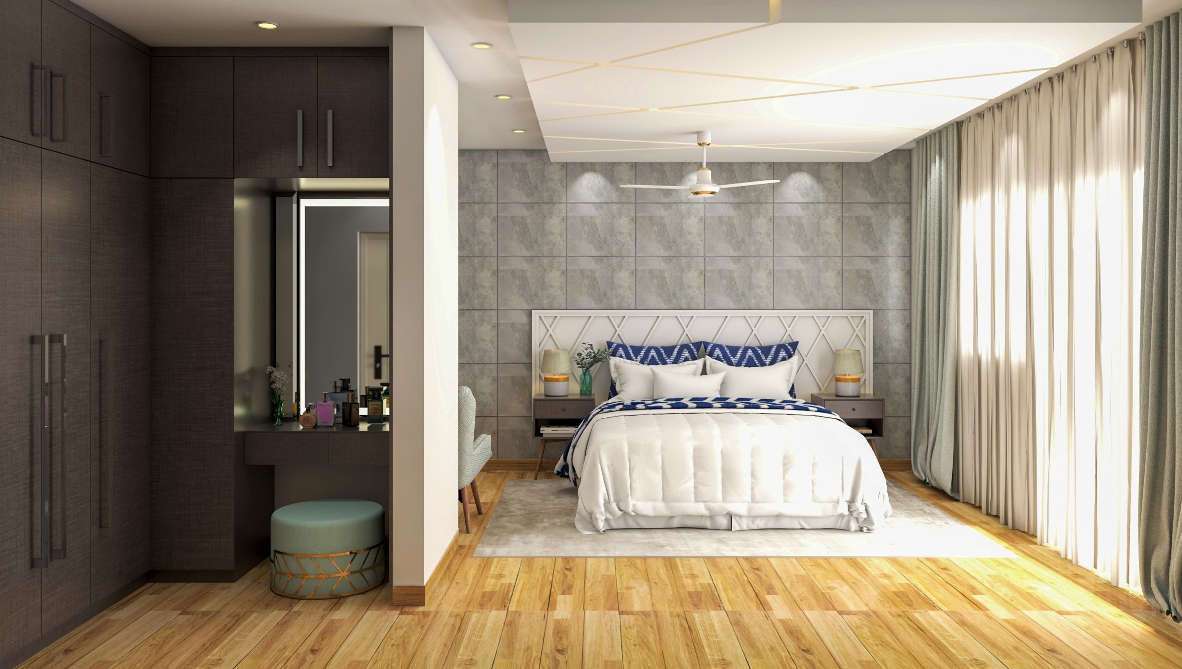 Spacious Minimal Glam Master Bedroom With Walk In Wardrobe