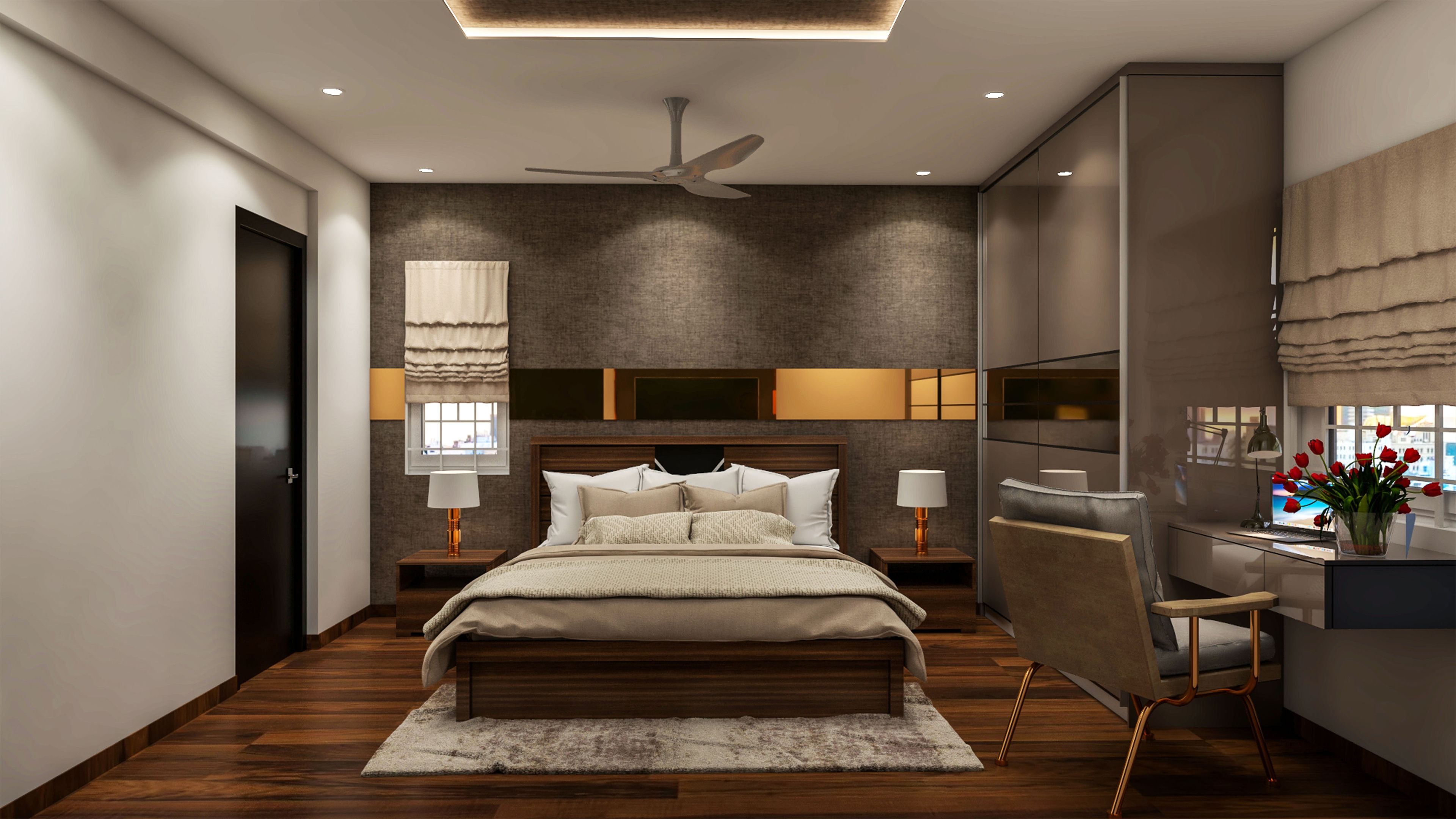 Rustic Style Master Bedroom With Dressing Table