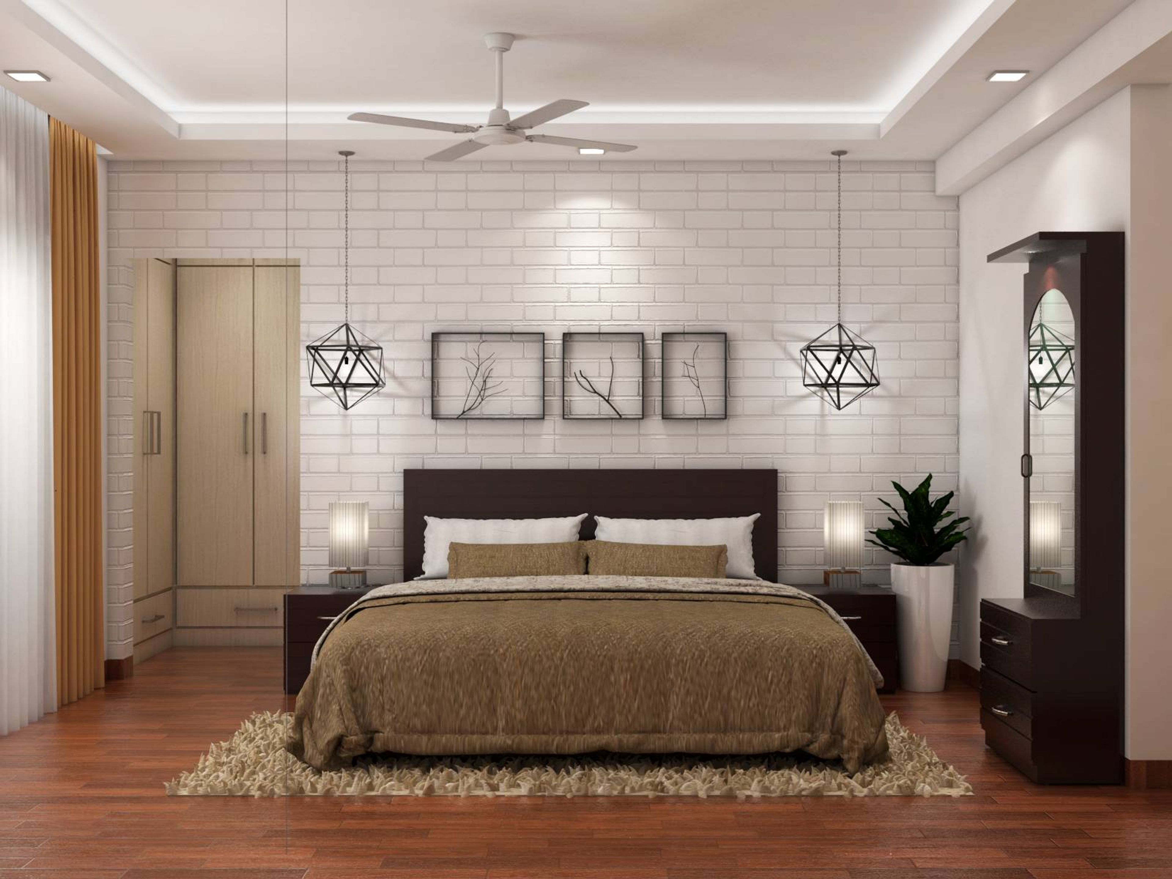 Traditional Rental Master Bedroom in Shades of Brown