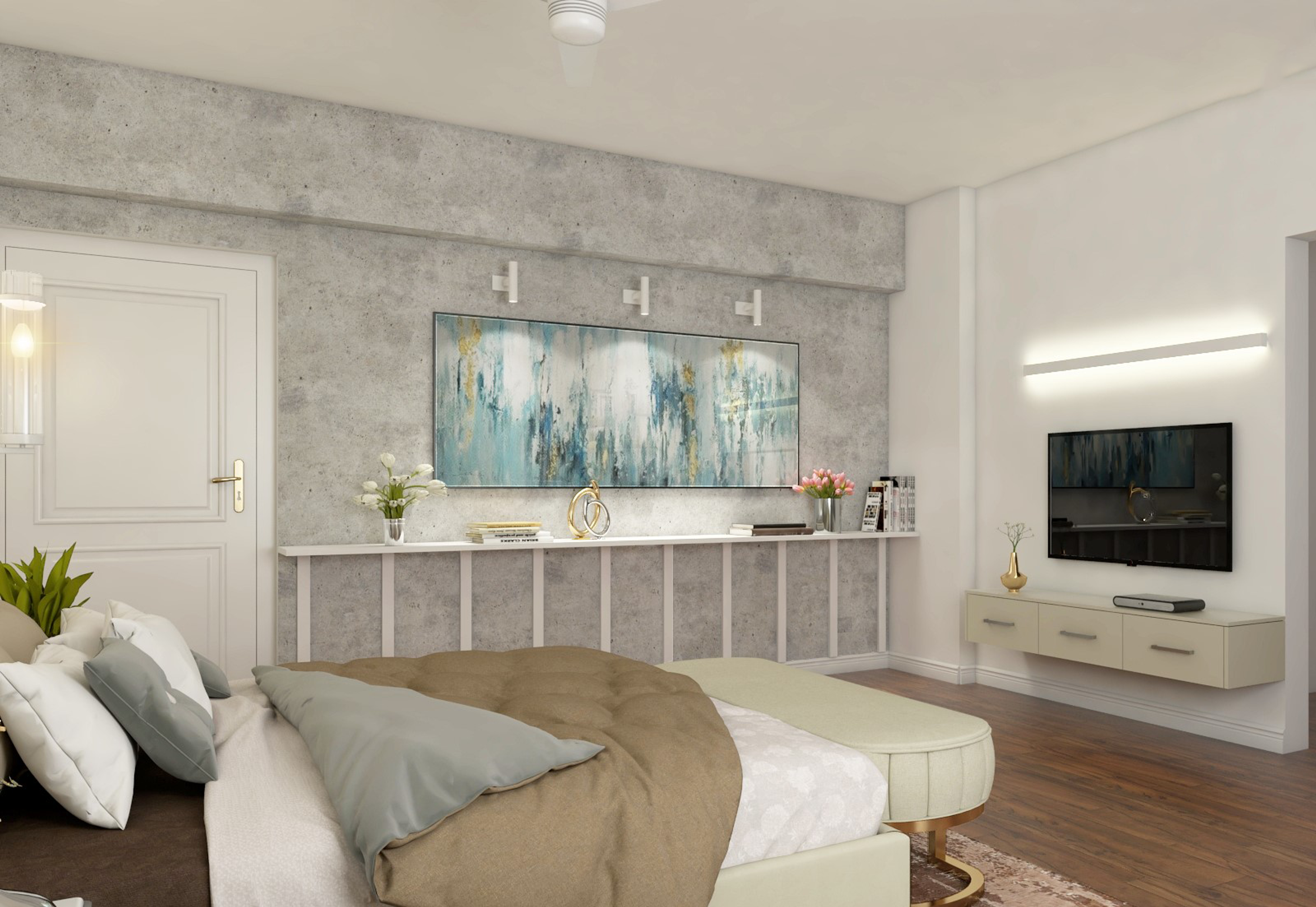 Multi-Functional Bedroom with Separate Wardrobe - Livspace