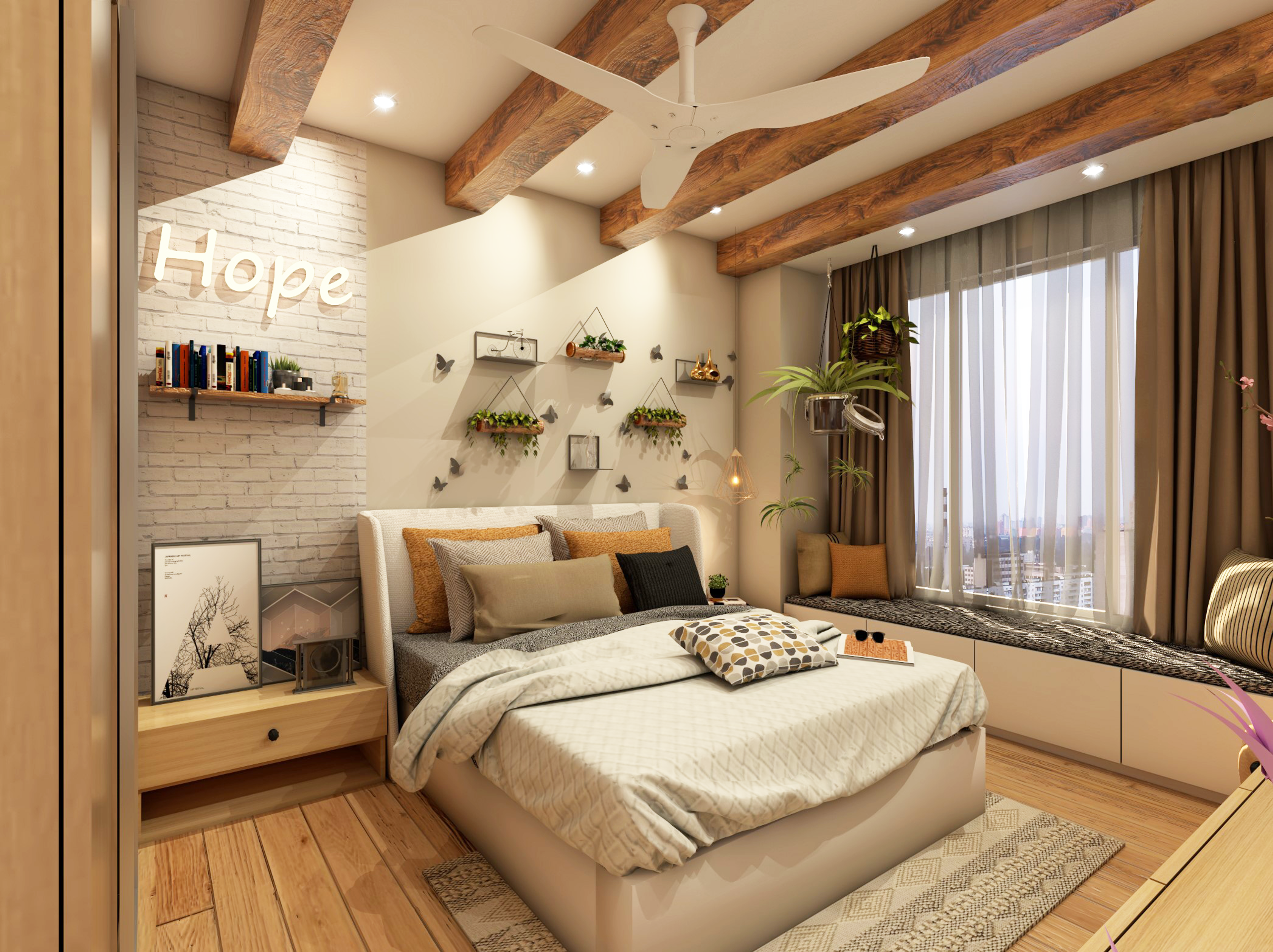 Small Master Bedroom With Earthy Design Elements